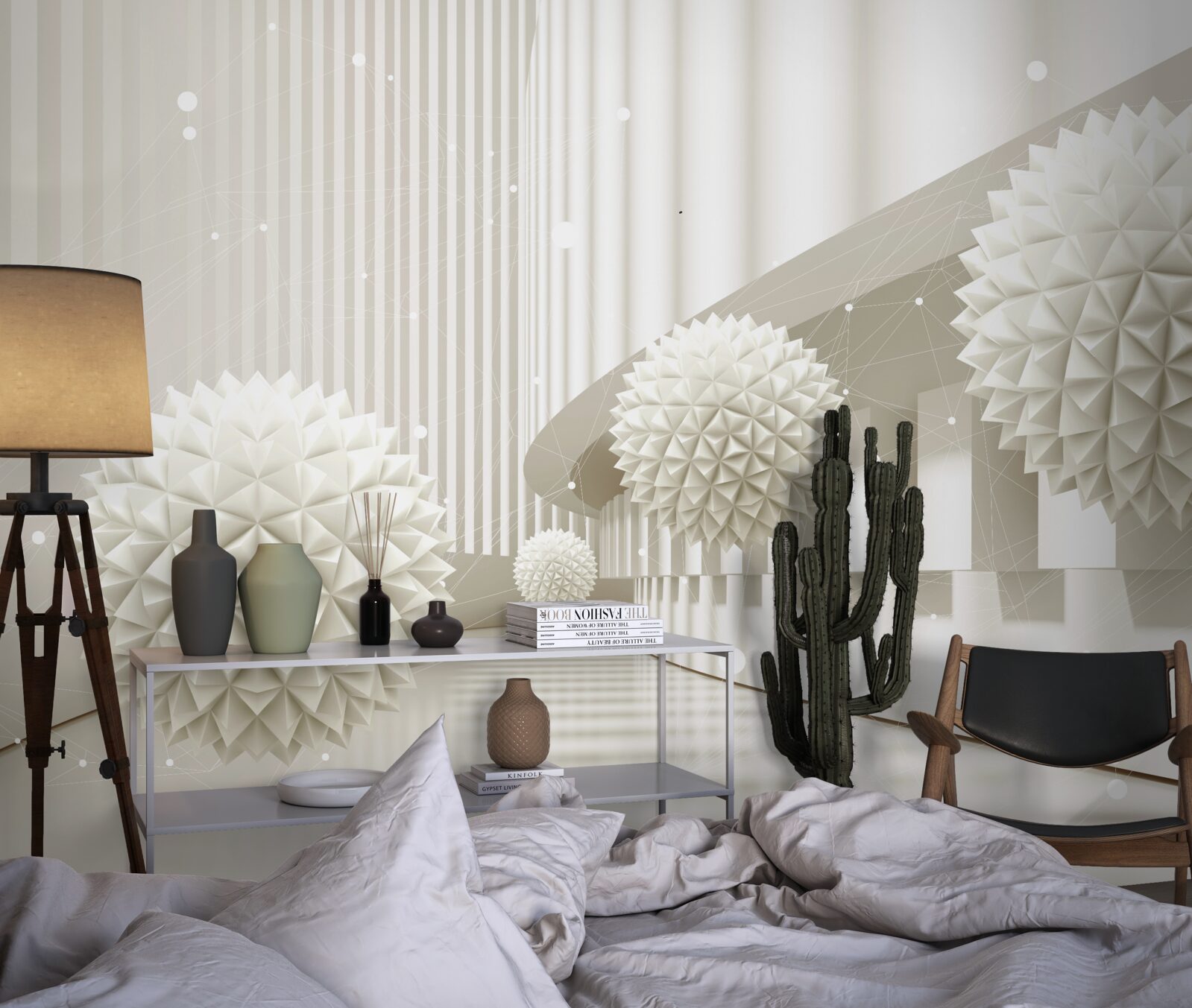 Papier peint ballons blancs avec un motif tridimensionnel