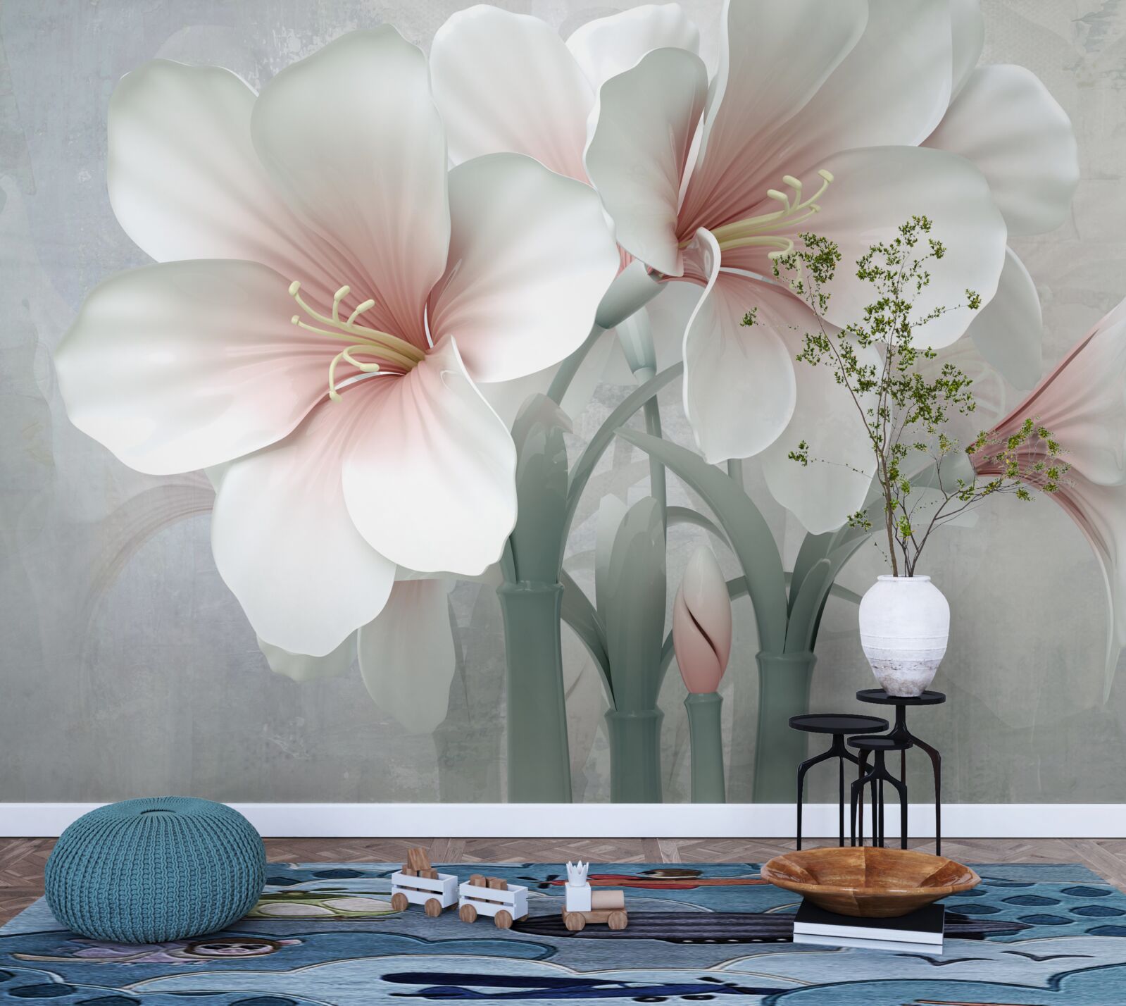 Papier peint composition parfumée de lys délicats