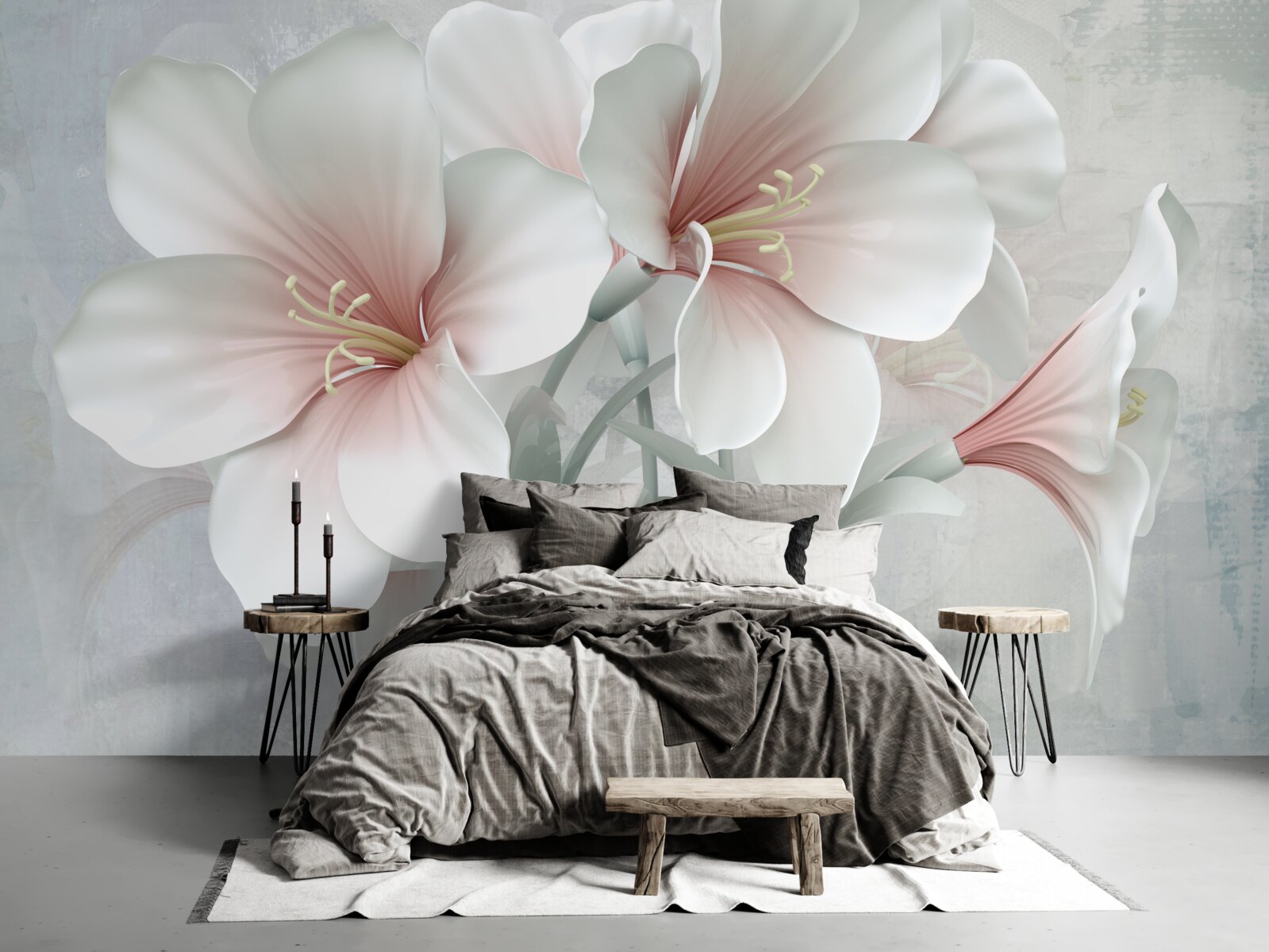 Papier peint composition parfumée de lys délicats