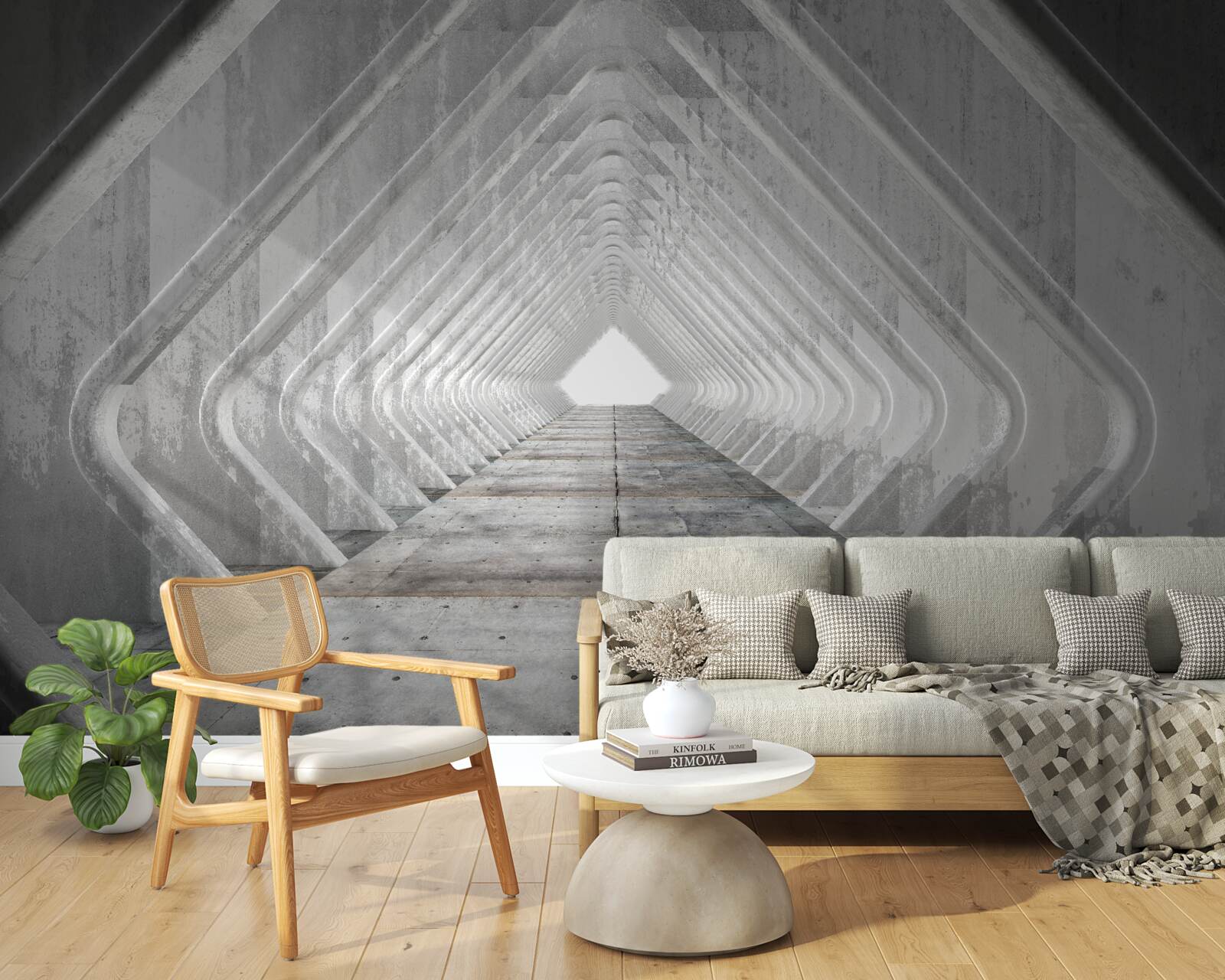 Papier peint couloir gris sans fin