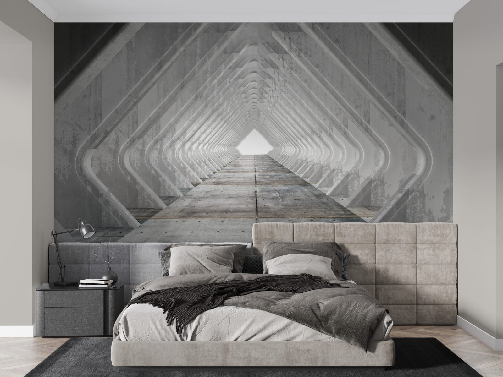 Papier peint couloir gris sans fin