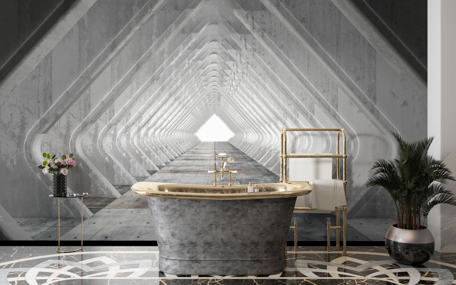 Papier peint couloir gris sans fin