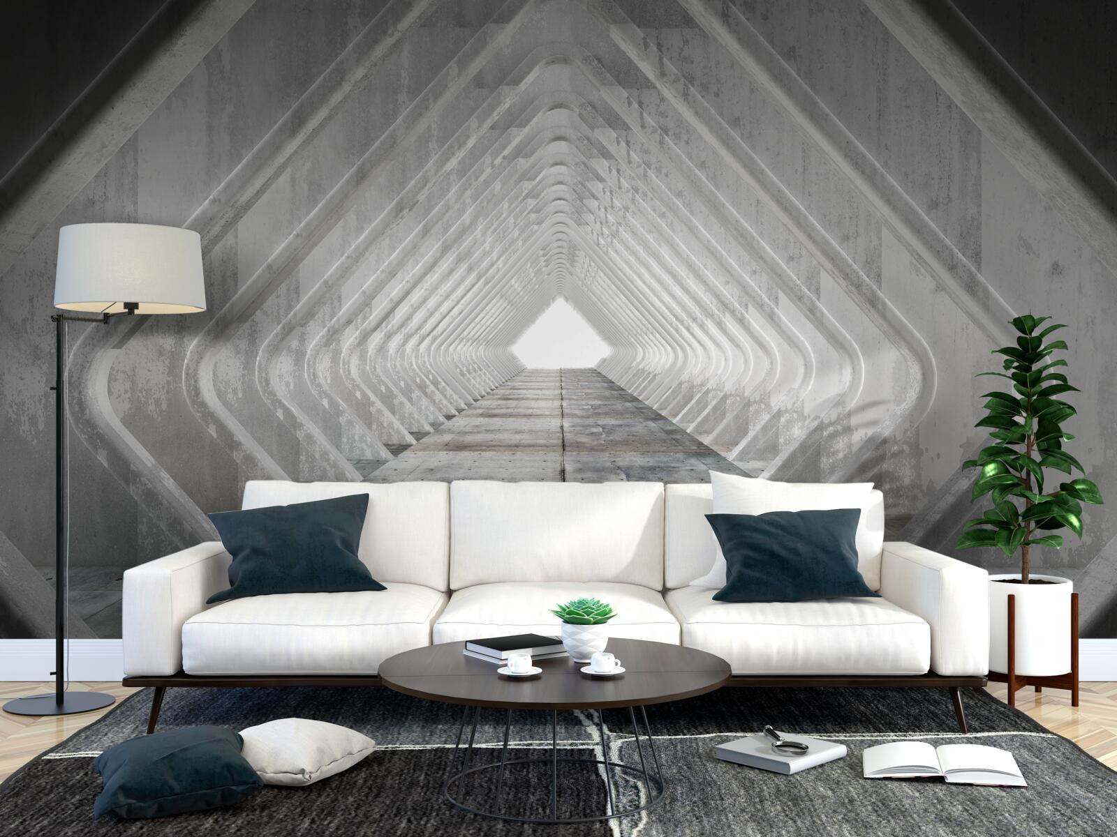 Papier peint couloir gris sans fin