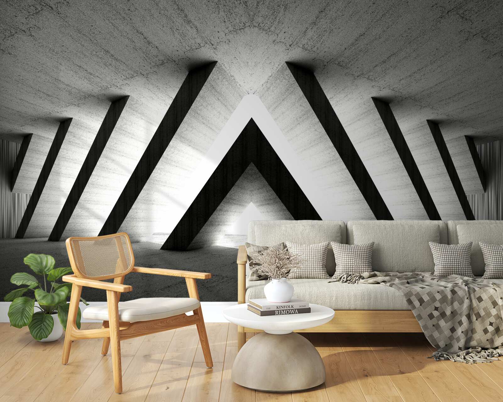 Papier peint couloir en nuances de gris abstraites