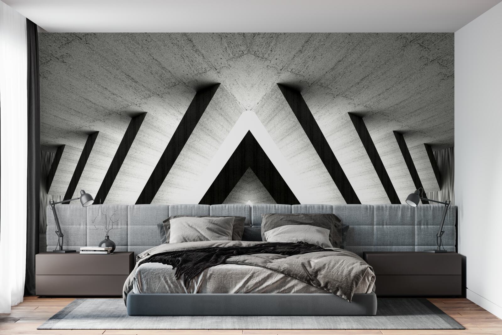 Papier peint couloir en nuances de gris abstraites