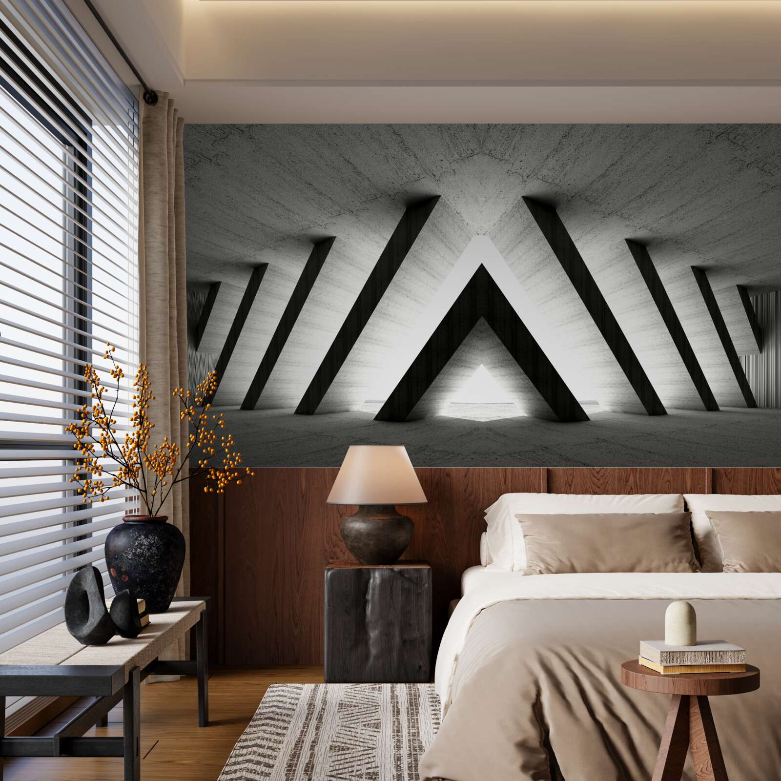 Papier peint couloir en nuances de gris abstraites