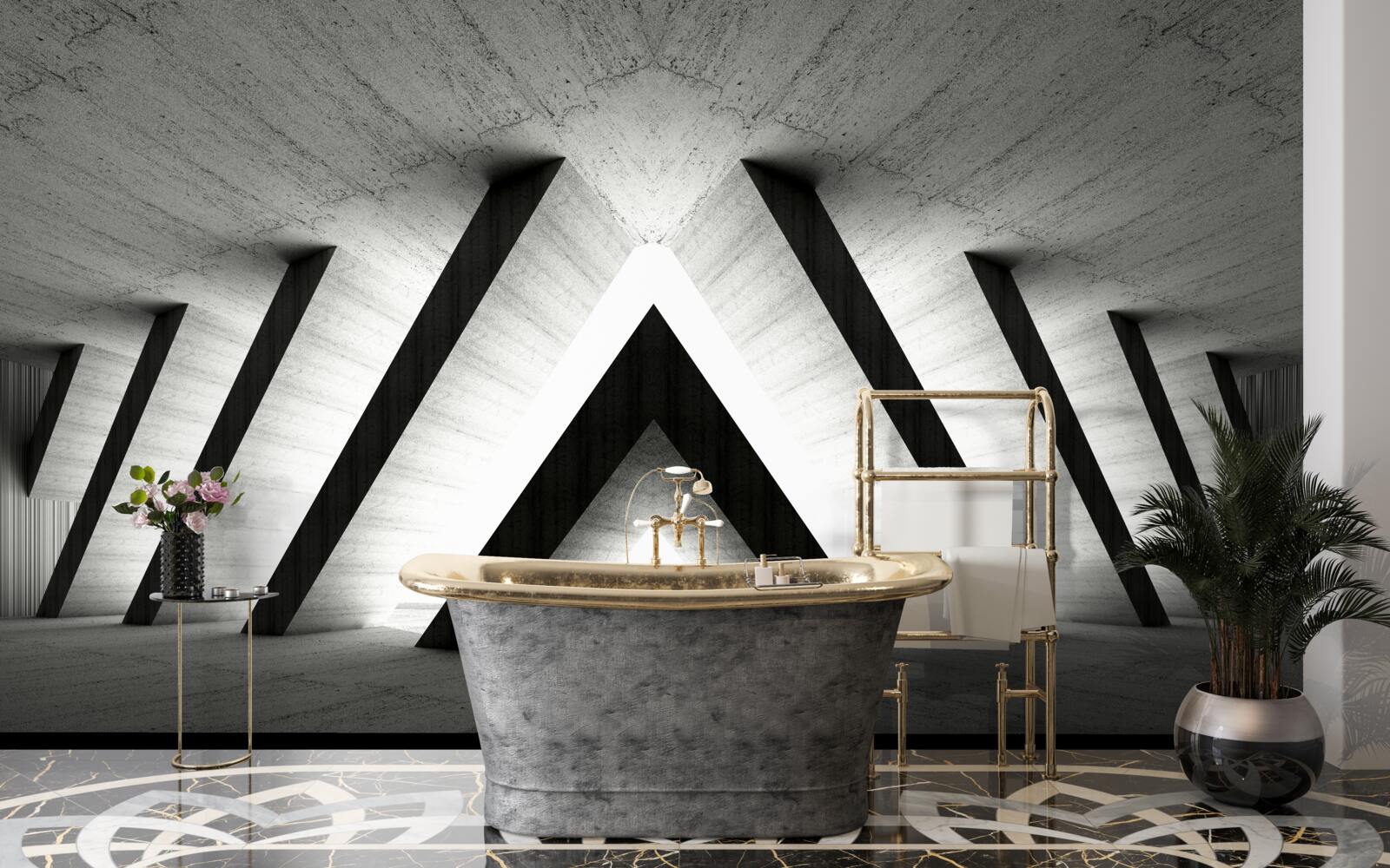 Papier peint couloir en nuances de gris abstraites