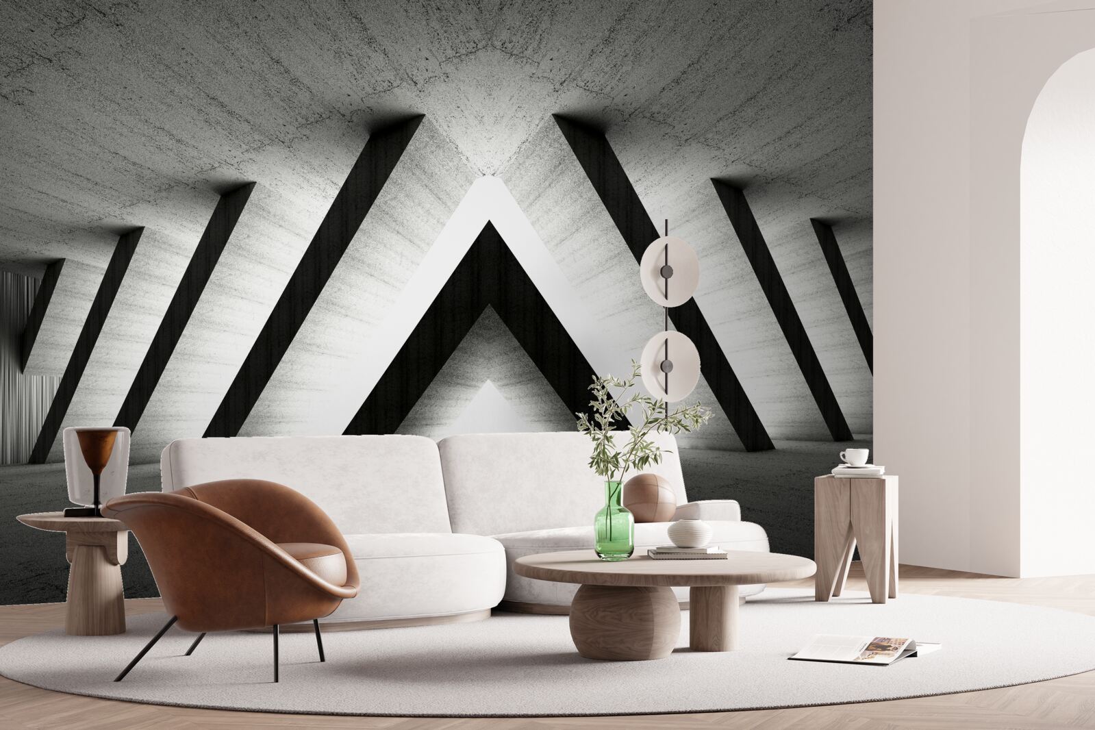 Papier peint couloir en nuances de gris abstraites