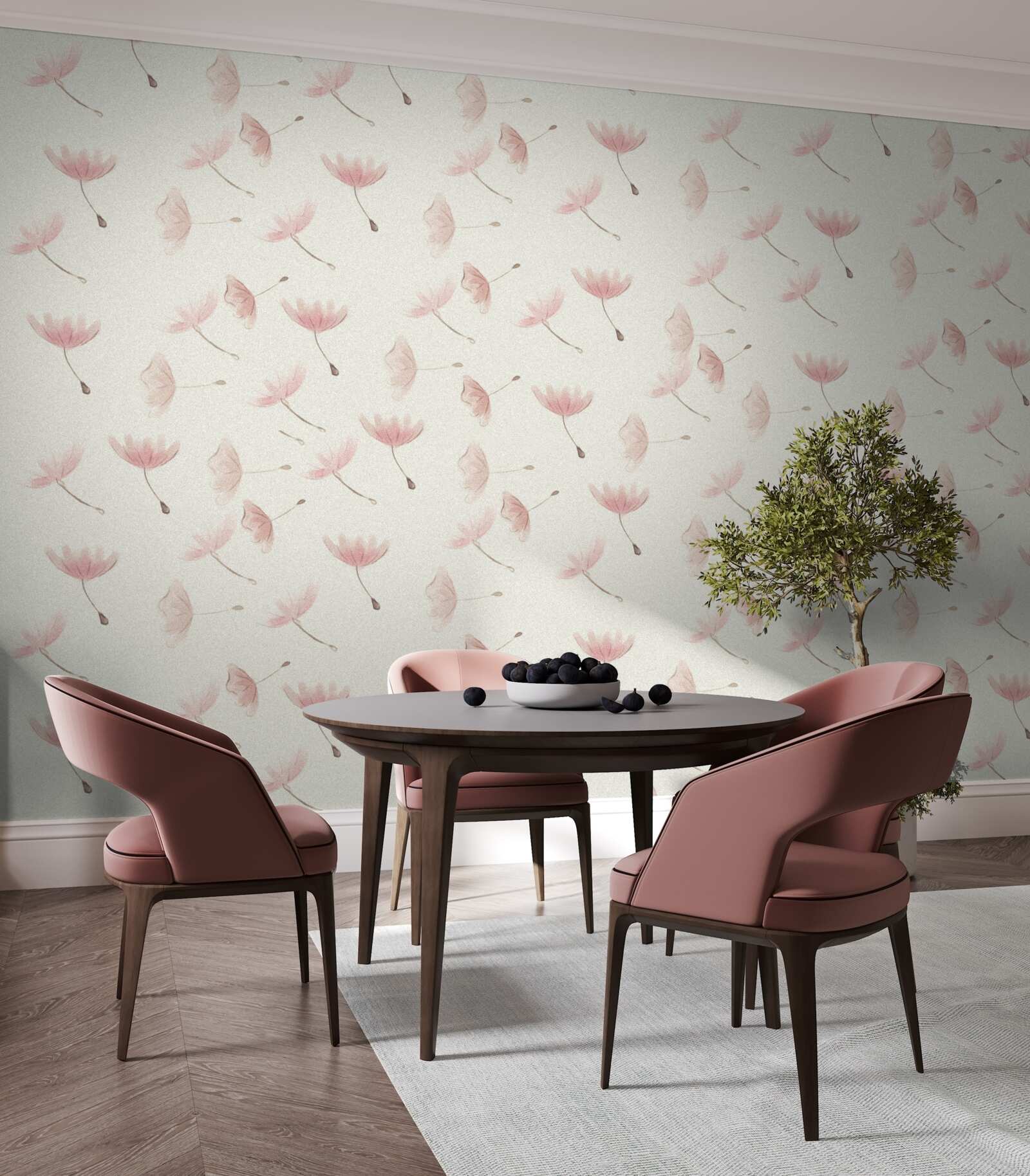 Papier peint nombreuses petites fleurs