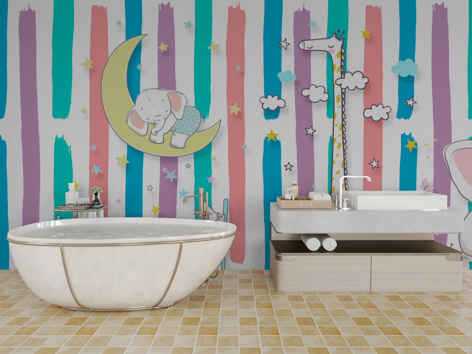 Papier peint petits animaux mignons