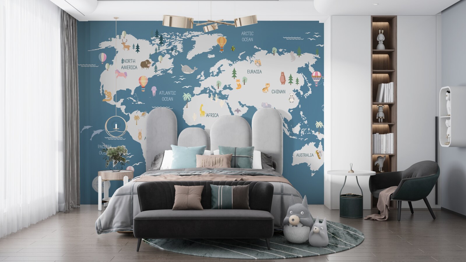 Papier peint une carte du monde dans un style minimaliste