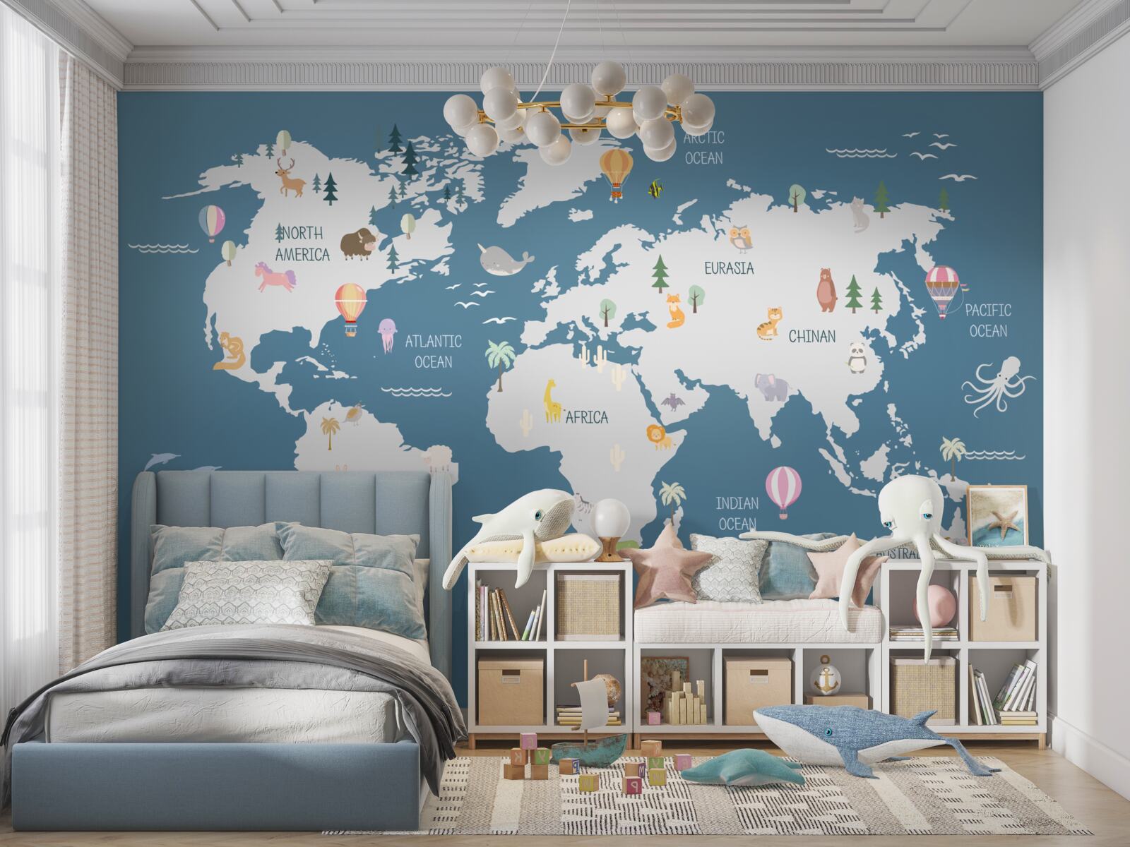 Papier peint une carte du monde dans un style minimaliste