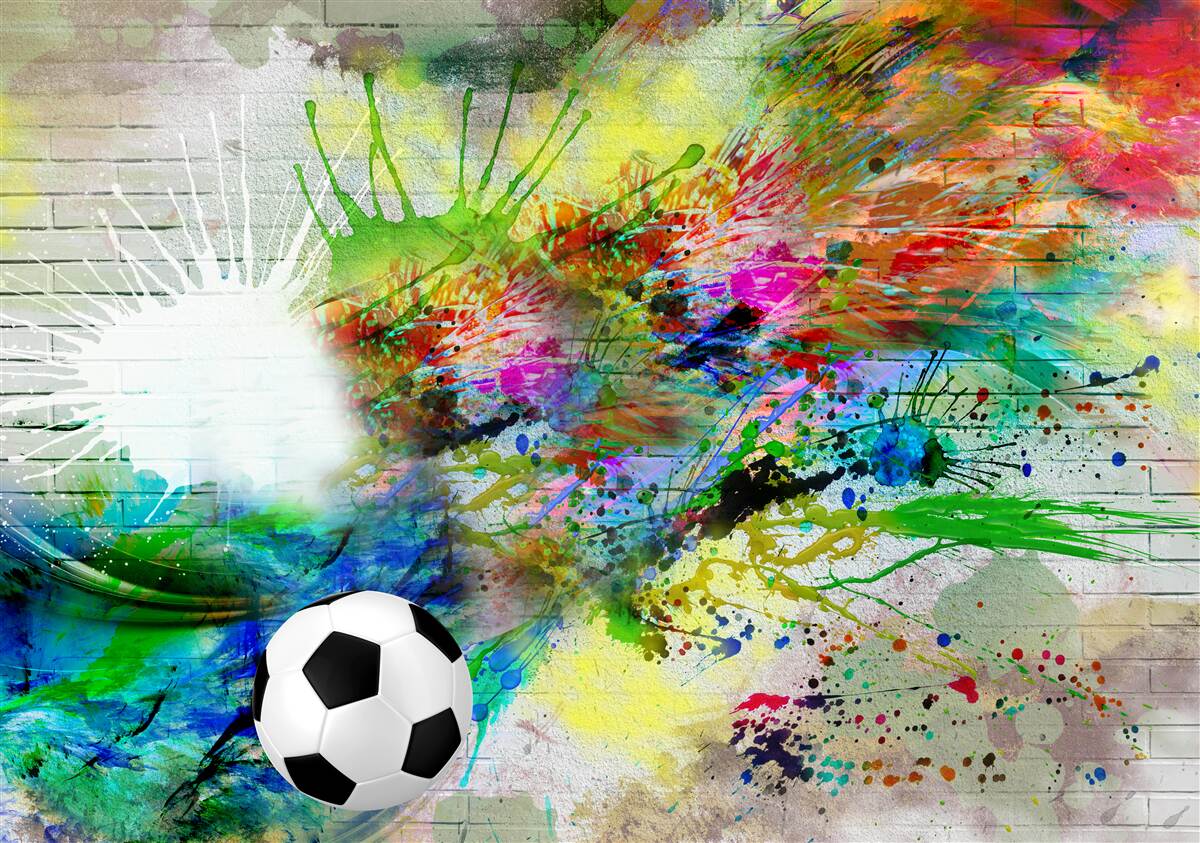 Papier peint football contre un mur clair