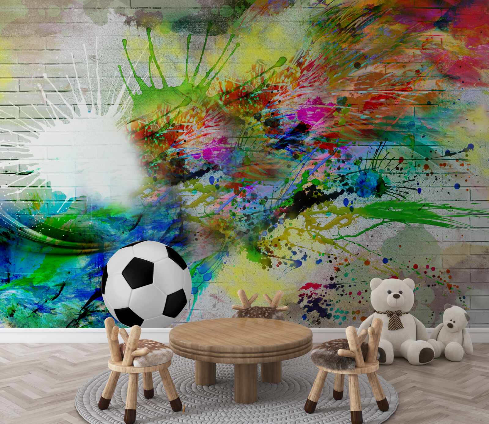 Papier peint football contre un mur clair