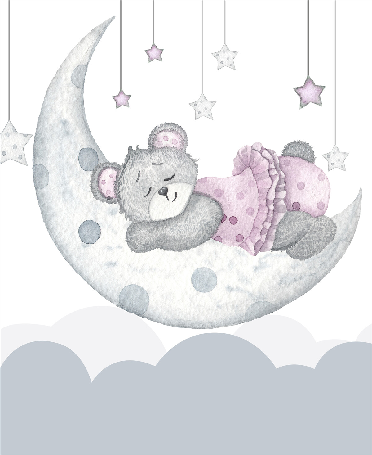 Papier peint l'ours roupille sur la lune