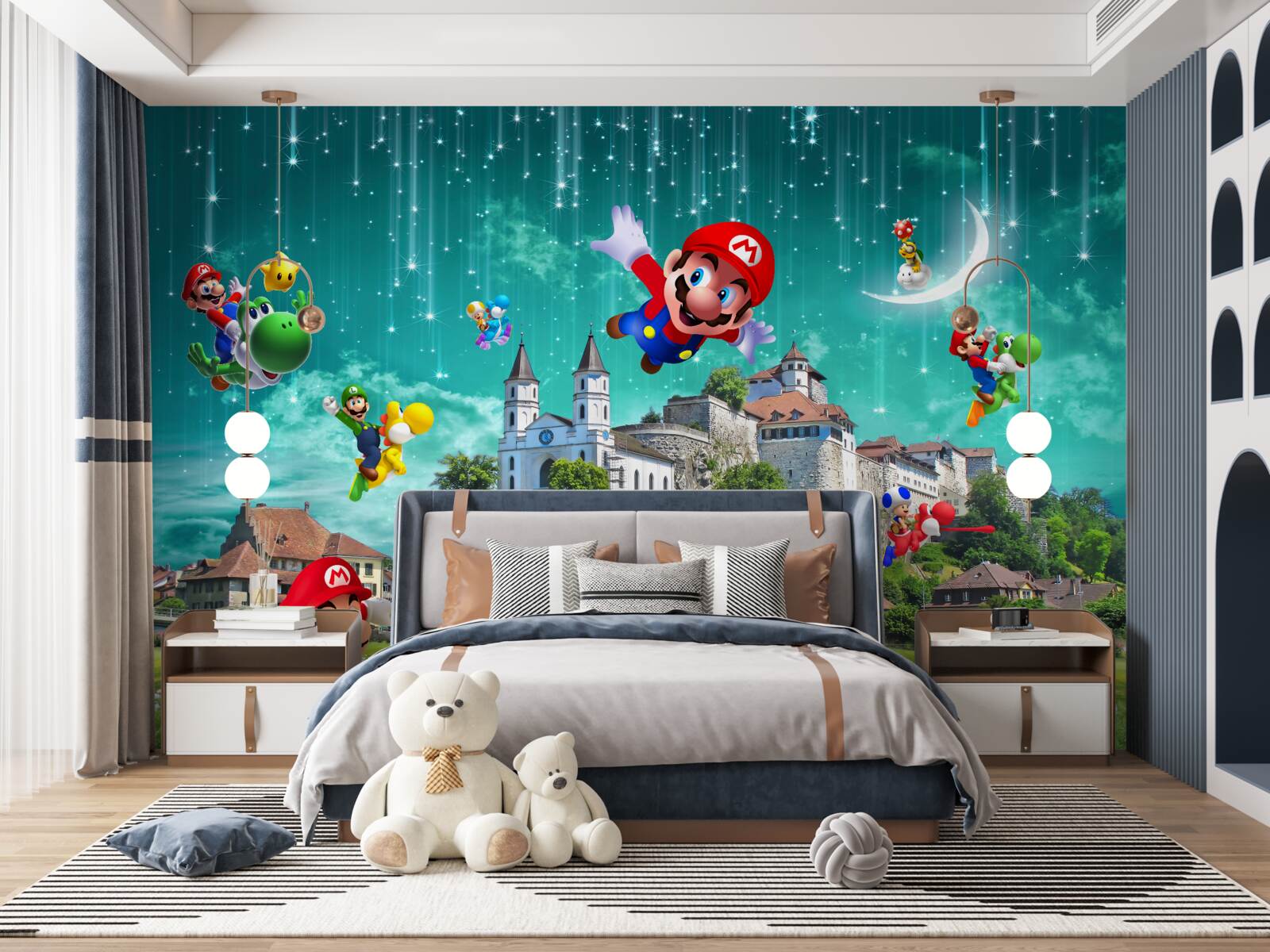 Papier peint les personnages de mario dans metropolis