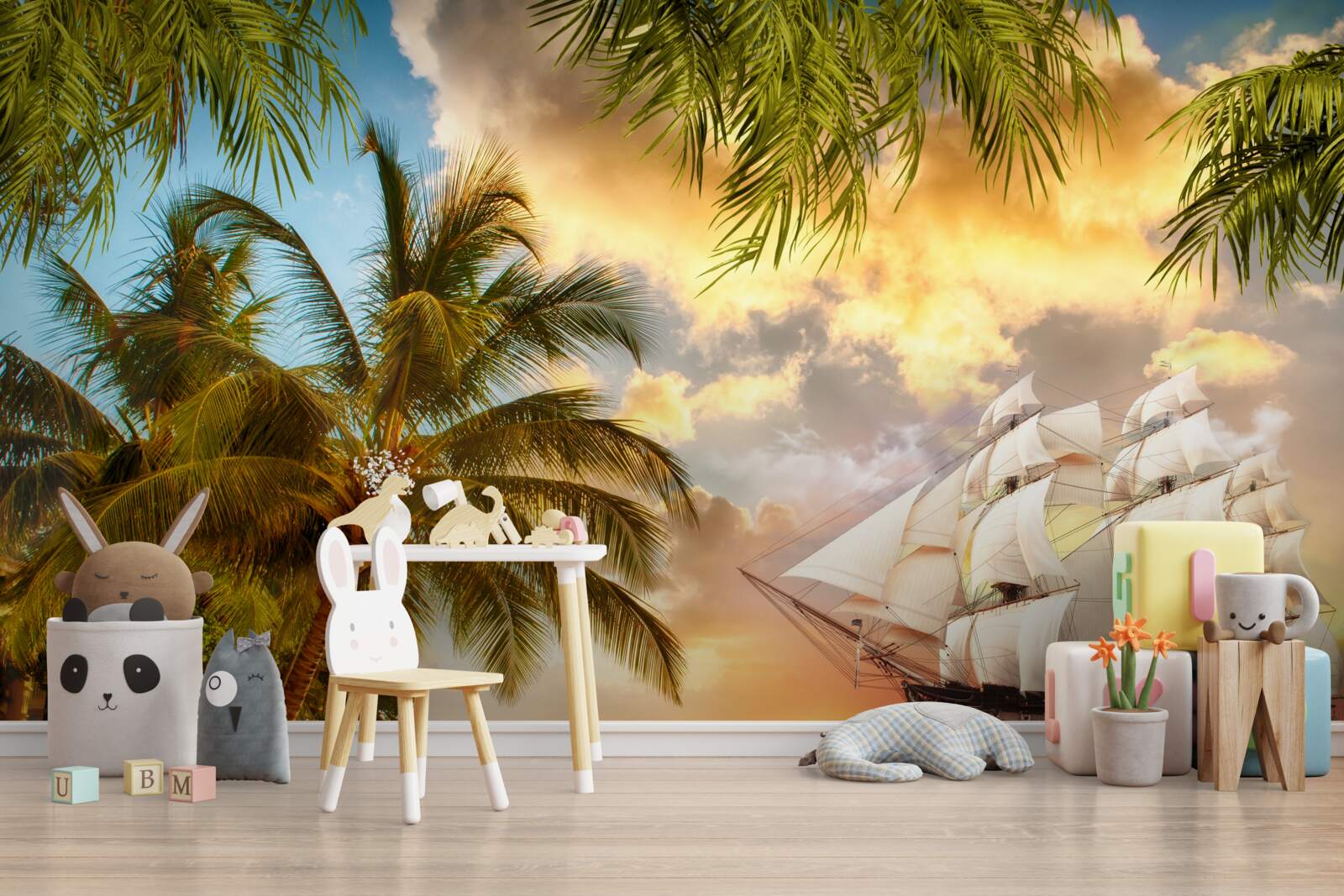 Papier peint le navire s'approche de la côte