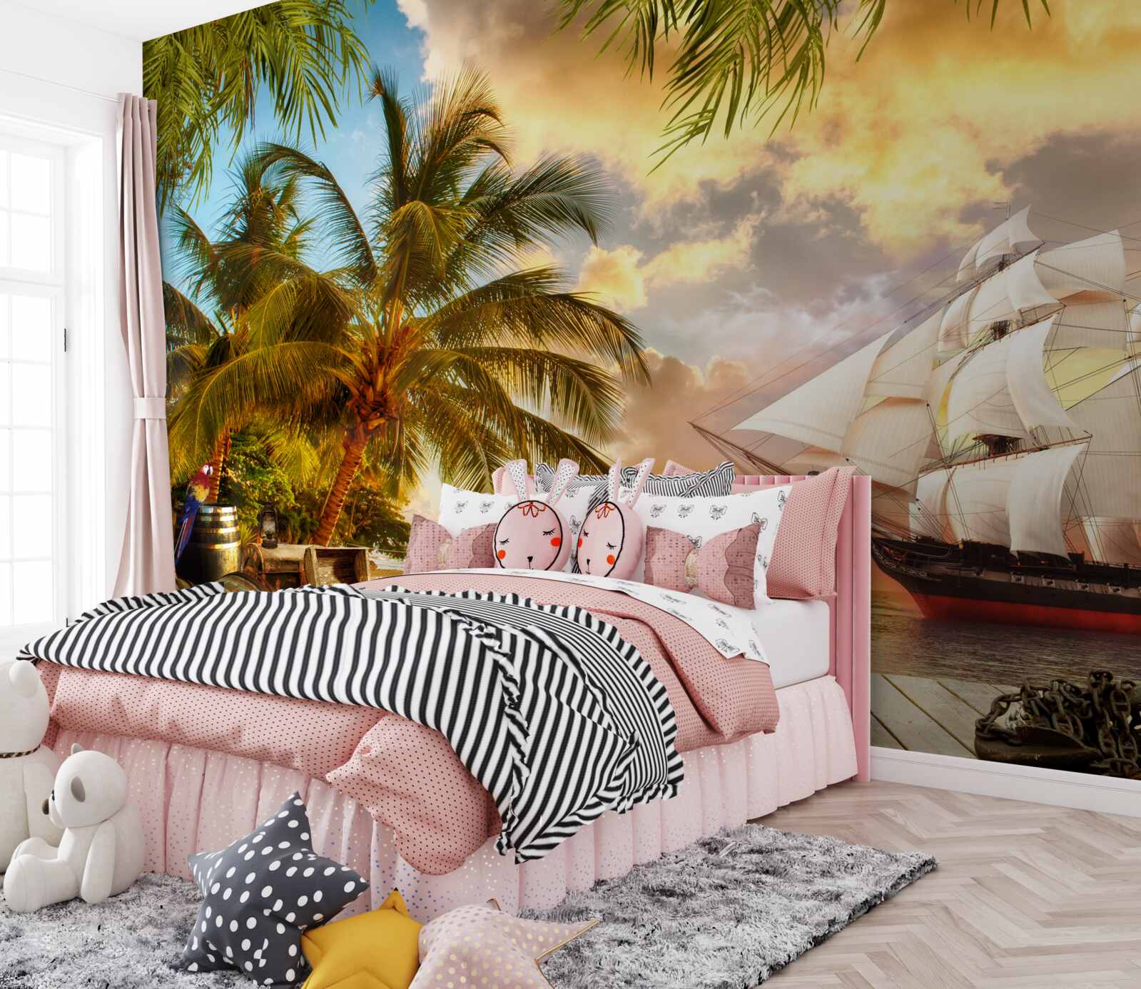 Papier peint le navire s'approche de la côte