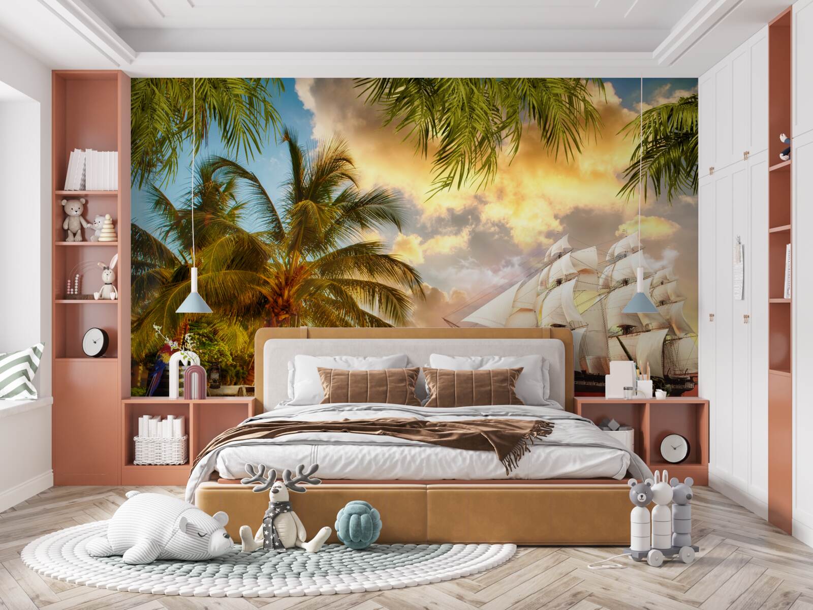 Papier peint le navire s'approche de la côte