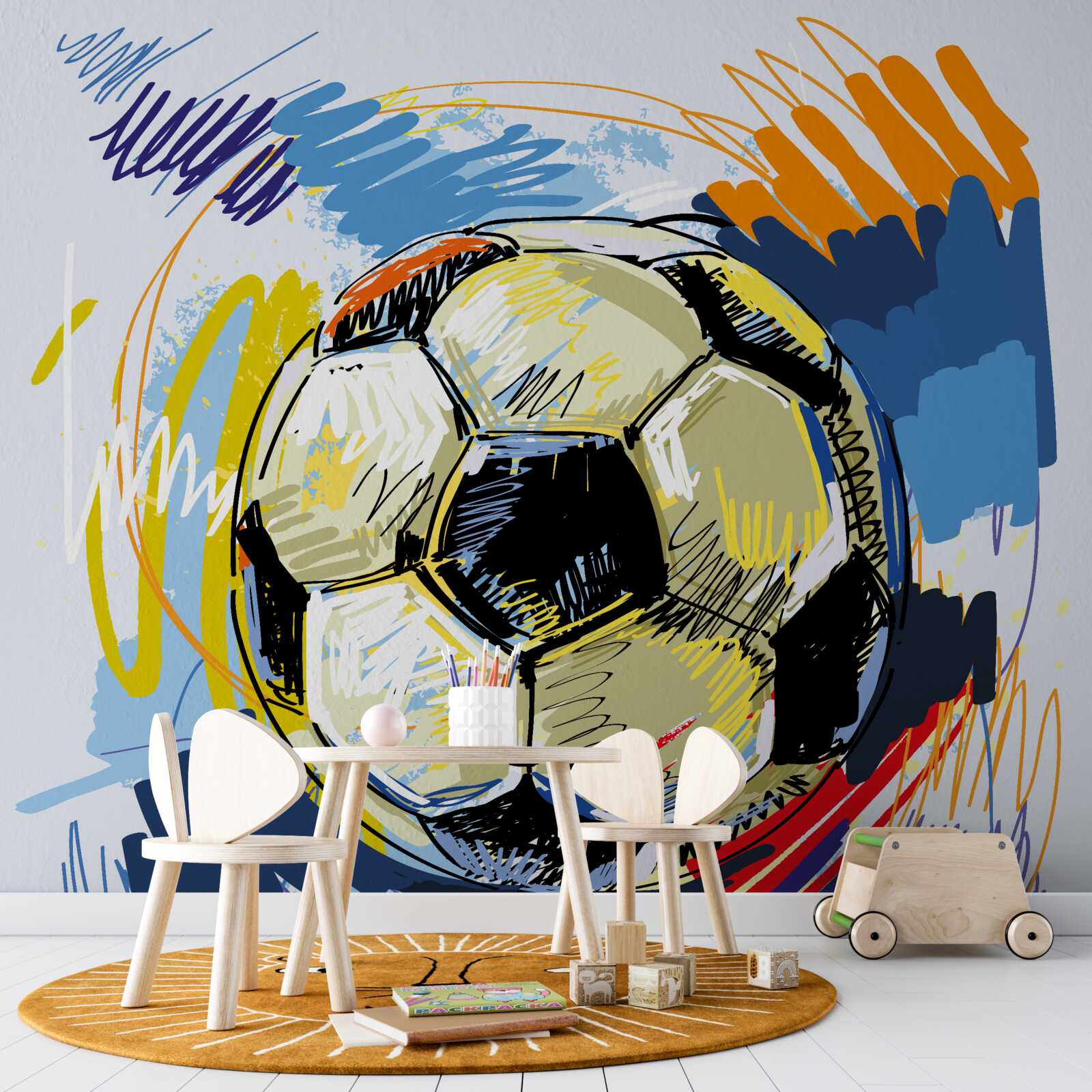 Papier peint football représenté dans l'image