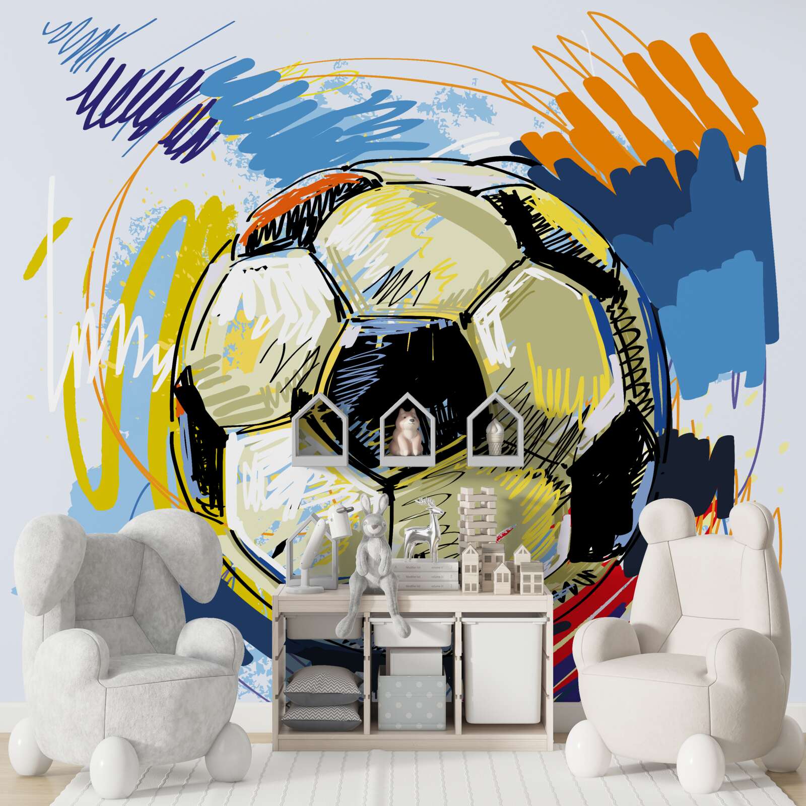 Papier peint football représenté dans l'image