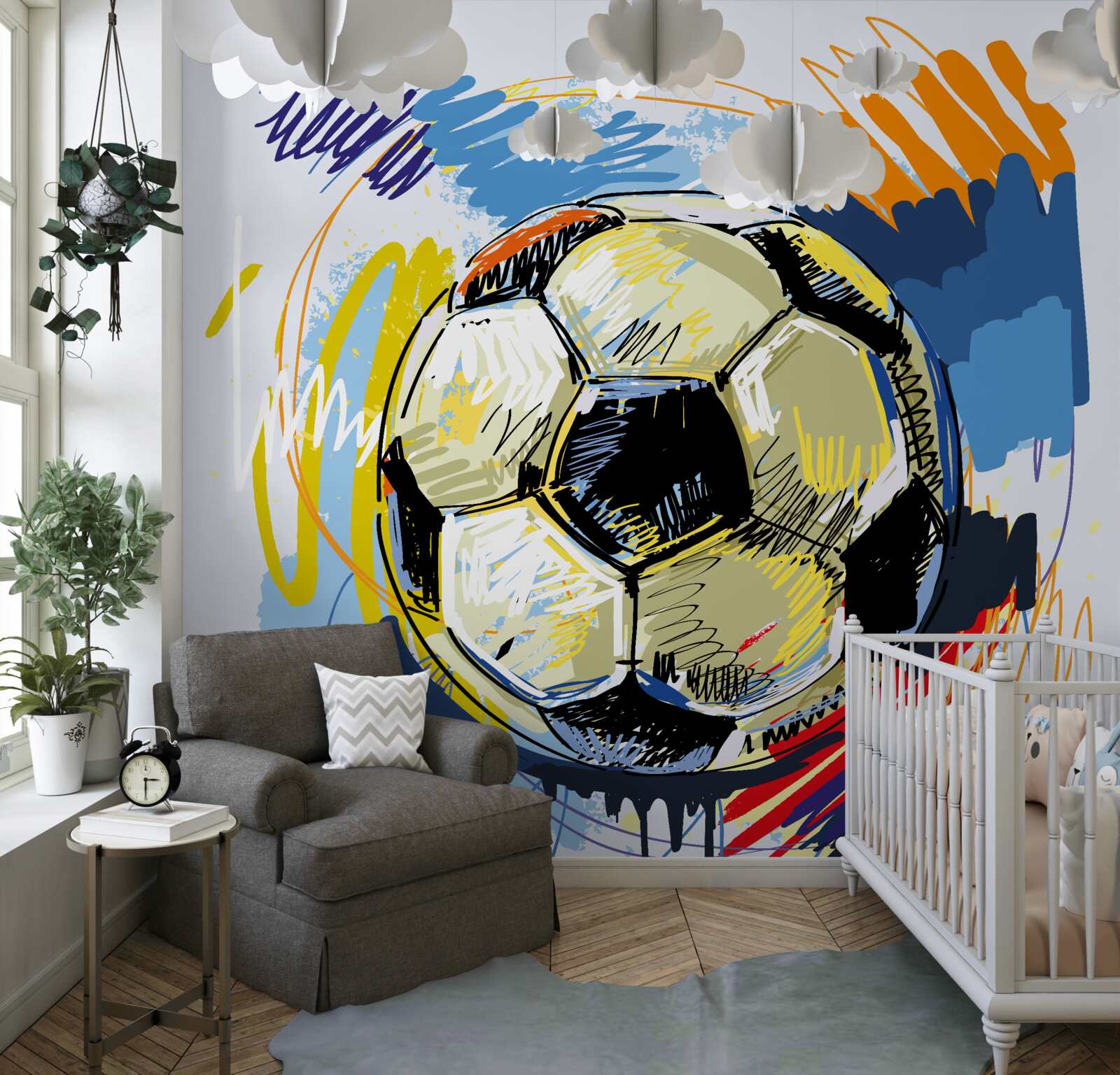 Papier peint football représenté dans l'image