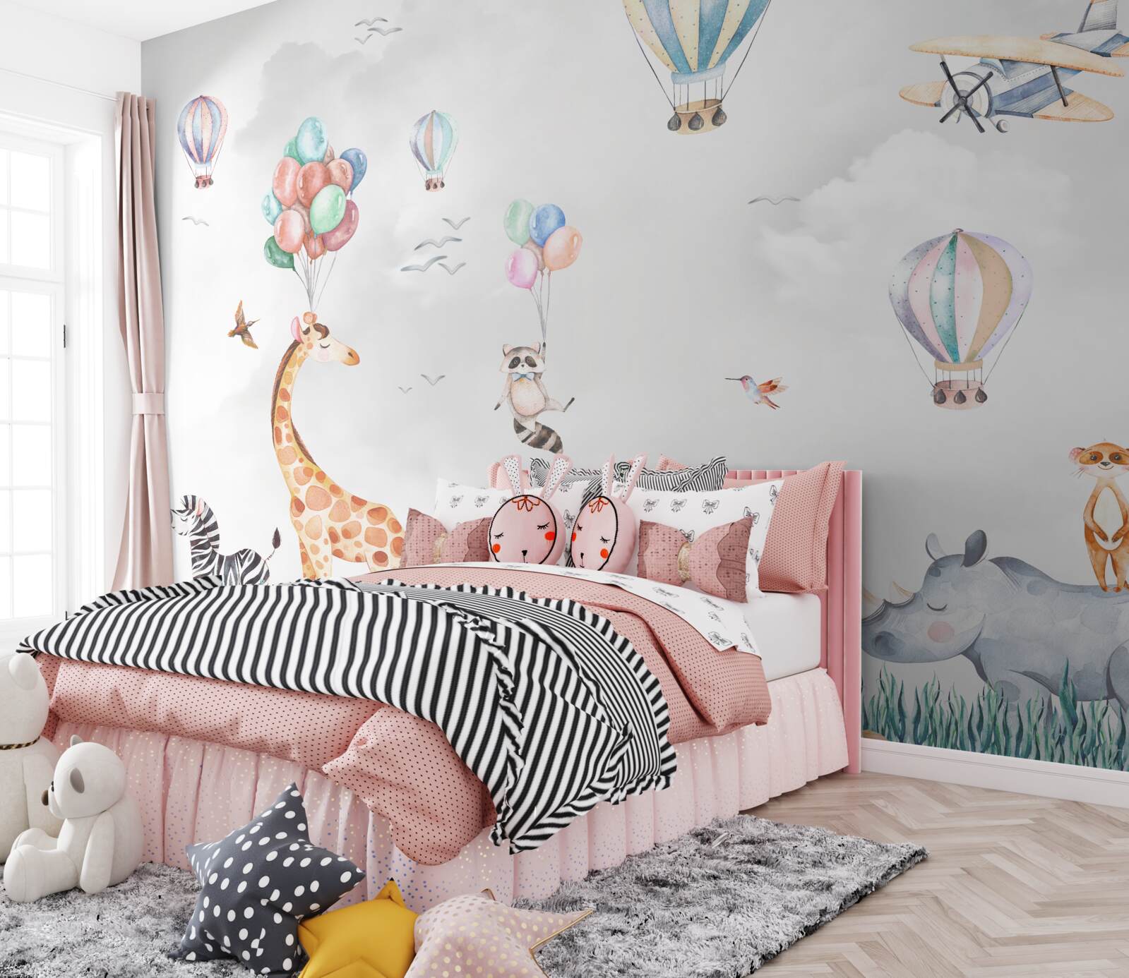 Papier peint les ballons et les ballons volent plus haut que les animaux