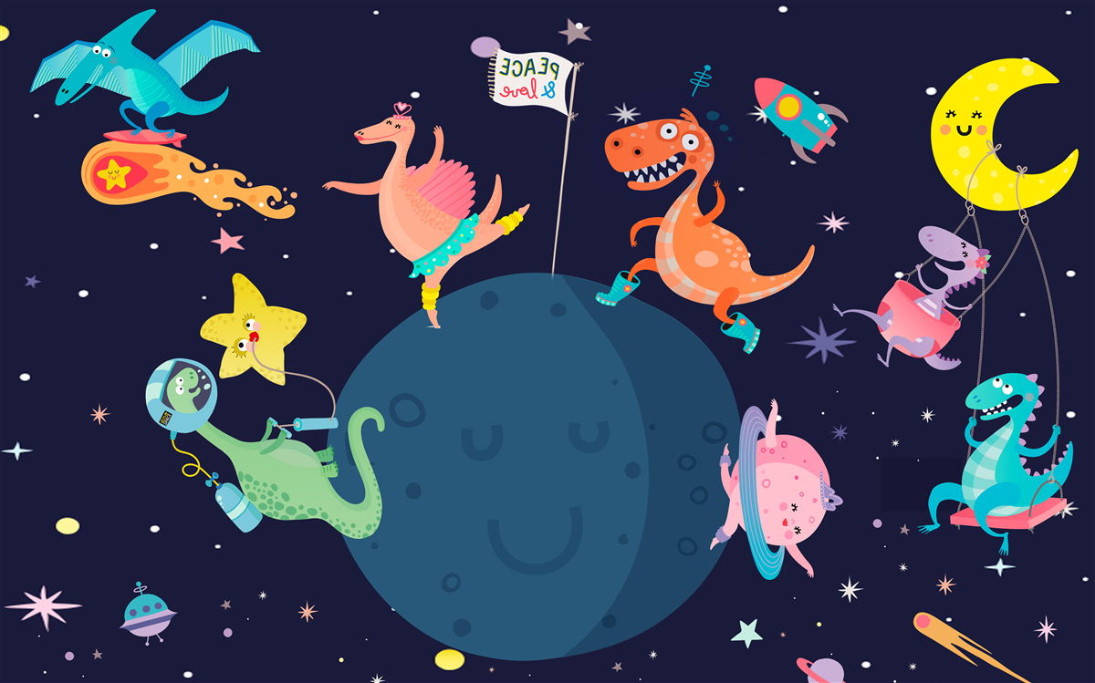 Papier peint dinosaures de l'espace