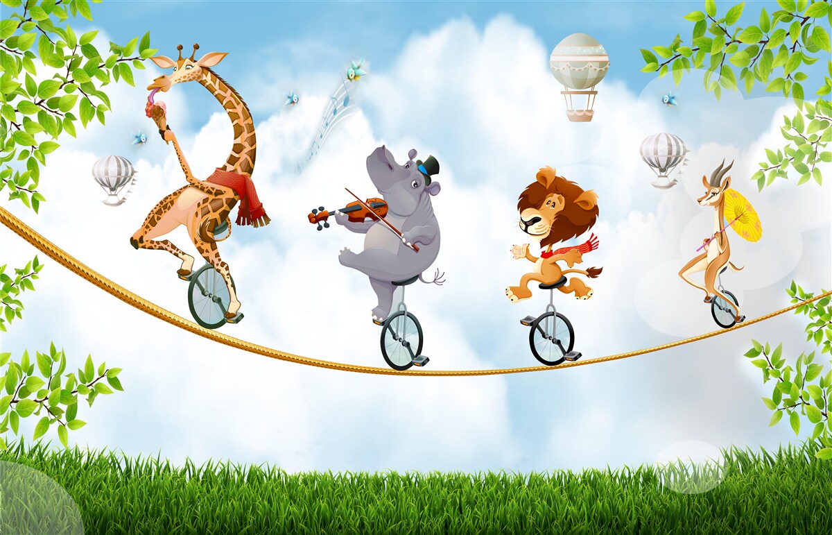 Papier peint des bêtes sur des tyroliennes et des monospaces