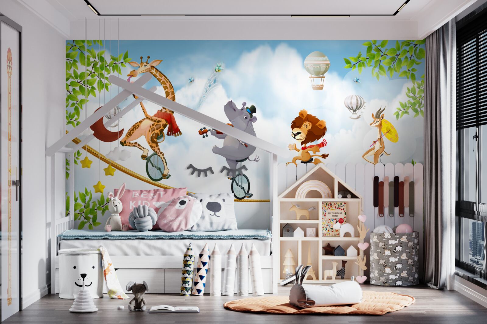 Papier peint des bêtes sur des tyroliennes et des monospaces