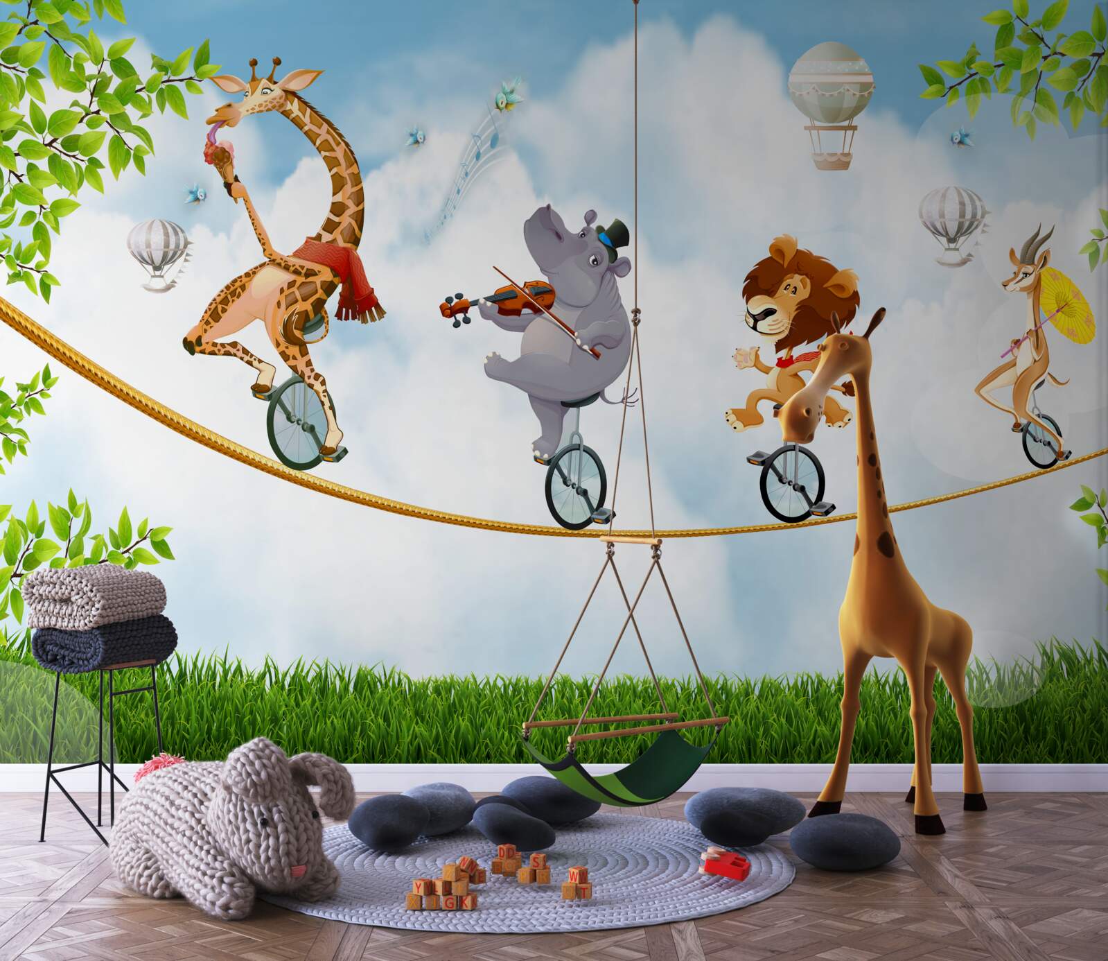 Papier peint des bêtes sur des tyroliennes et des monospaces