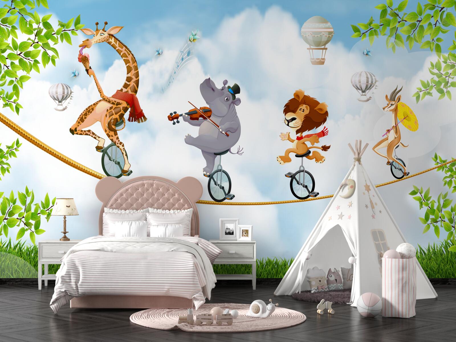 Papier peint des bêtes sur des tyroliennes et des monospaces