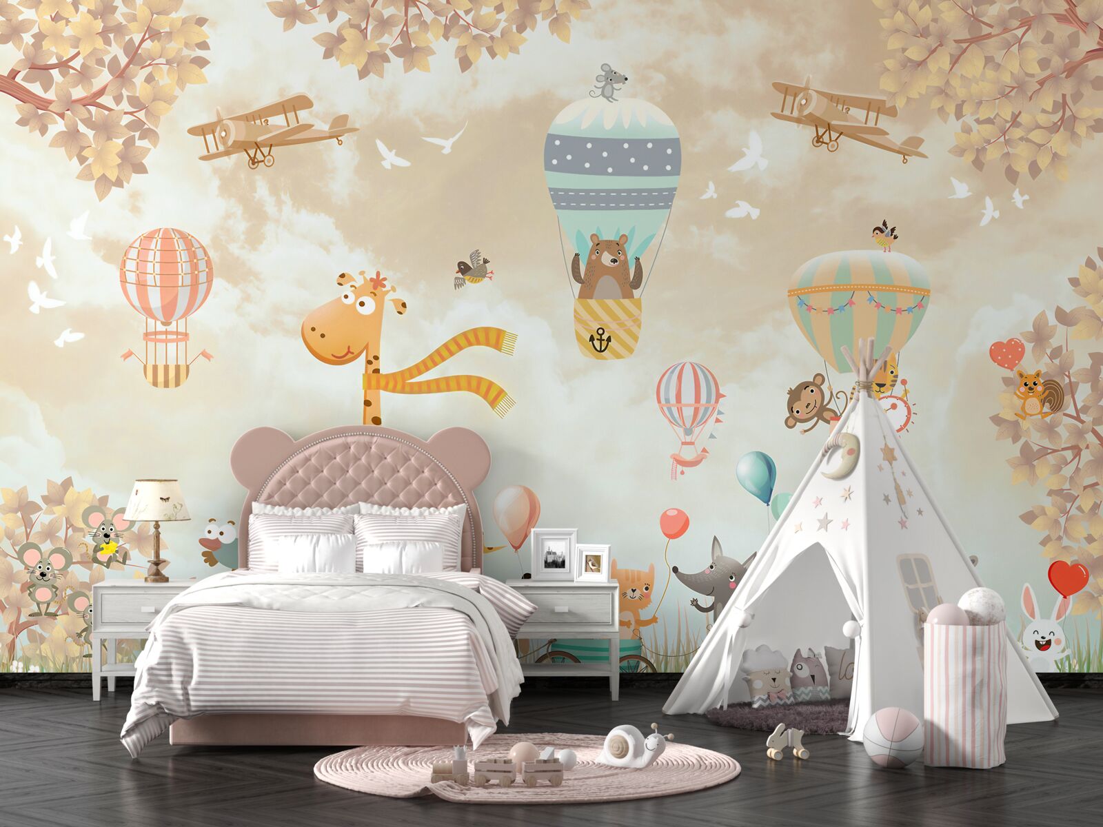 Papier peint les animaux se déplacent et glissent dans l'air