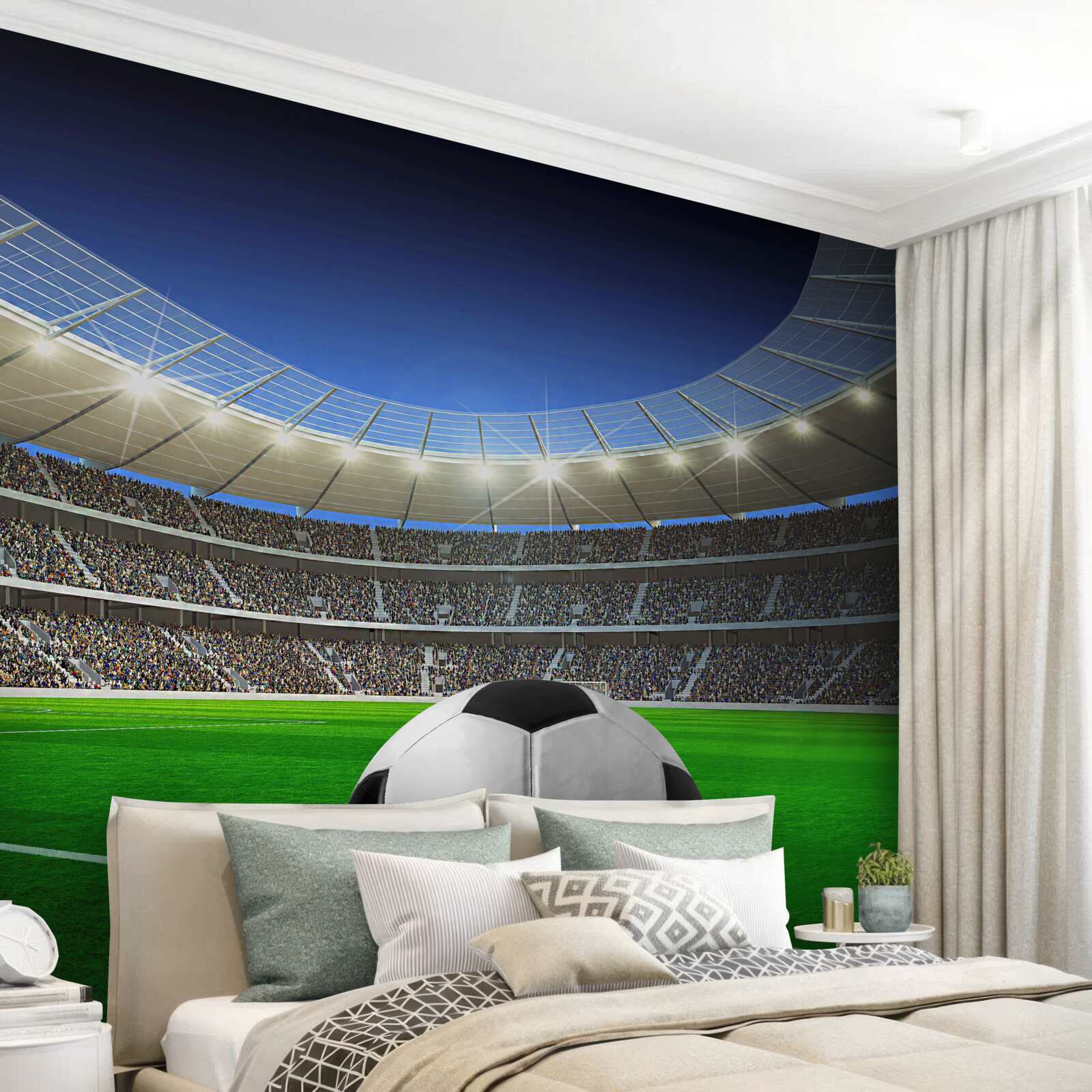 Papier peint dans l'arène, il y a un terrain de football avec un ballon