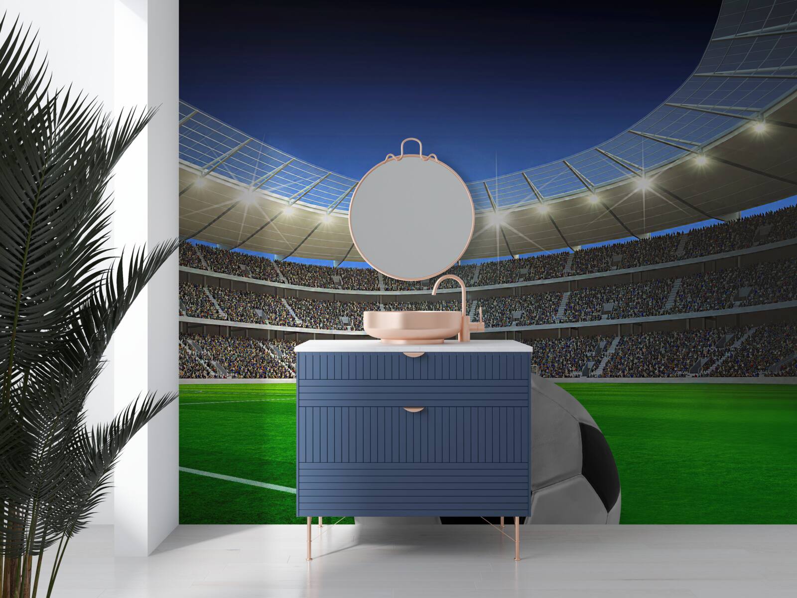 Papier peint dans l'arène, il y a un terrain de football avec un ballon