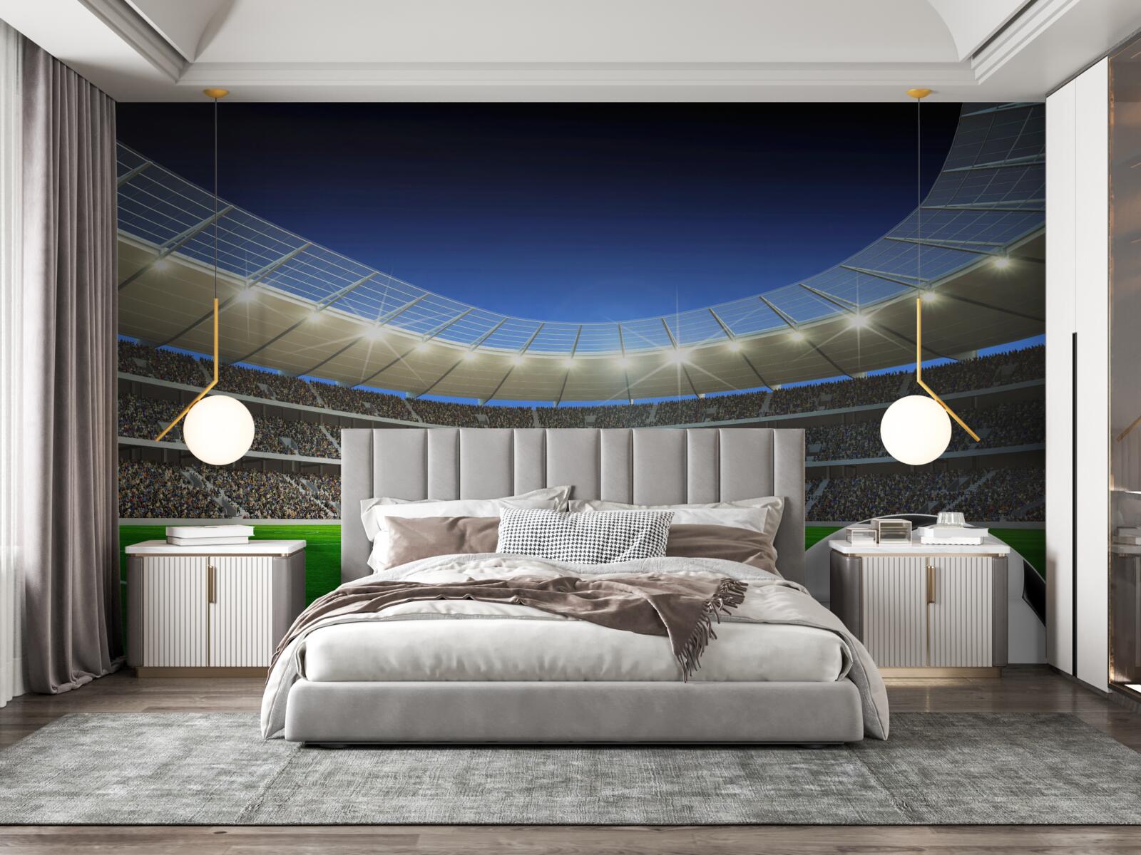 Papier peint un ballon de football gît sur le terrain