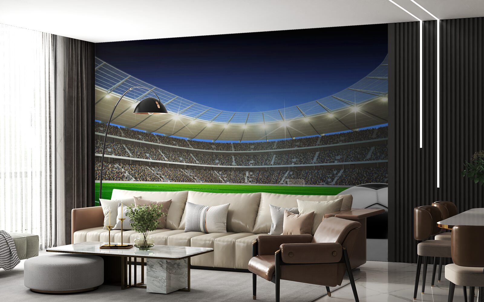 Papier peint un ballon de football gît sur le terrain