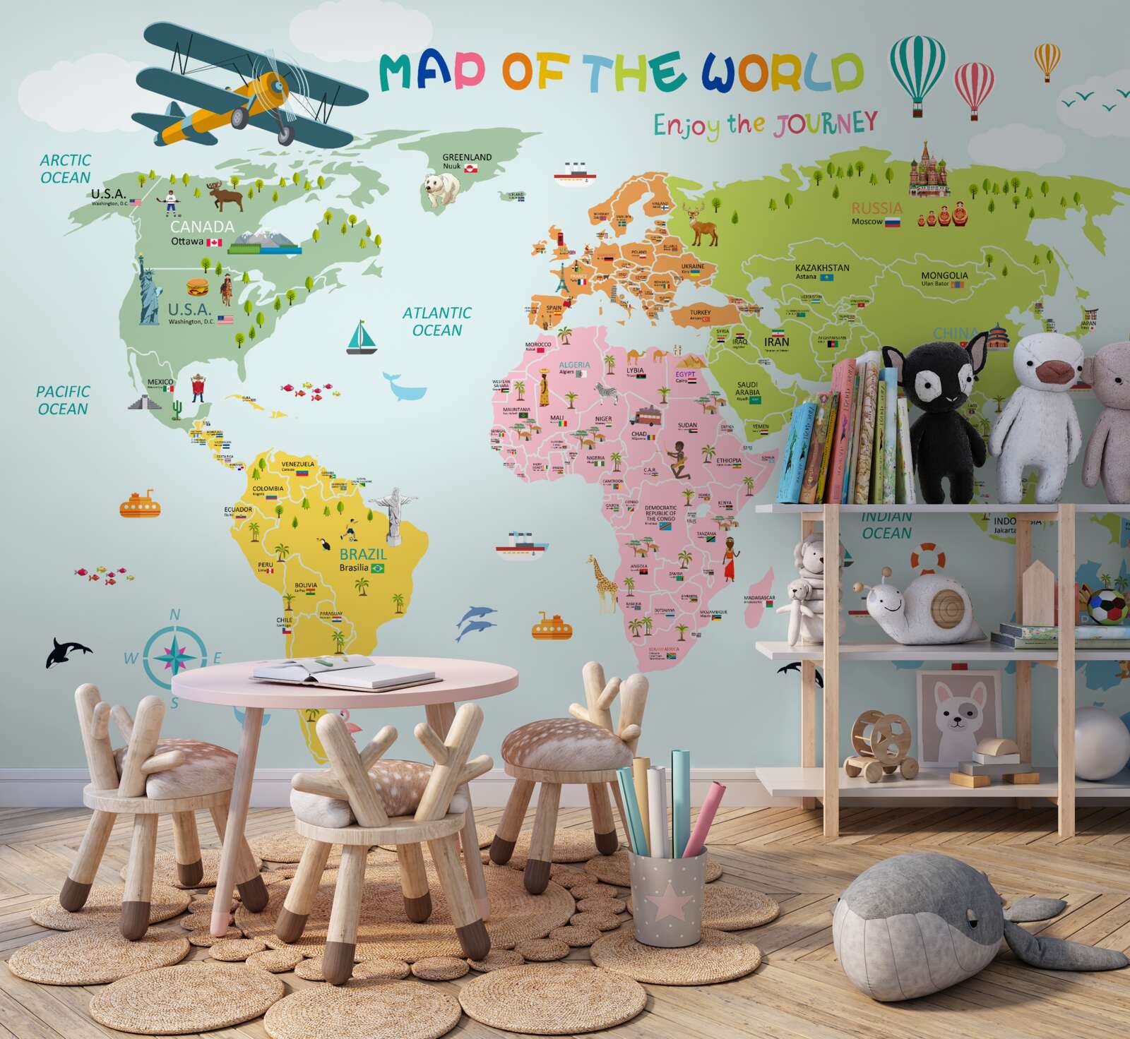 Papier peint carte du monde pour les enfants