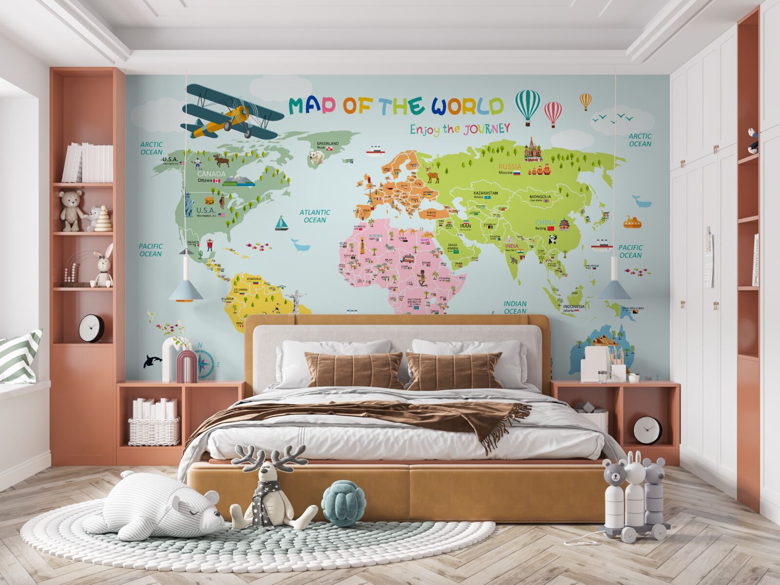 Papier peint carte du monde pour les enfants