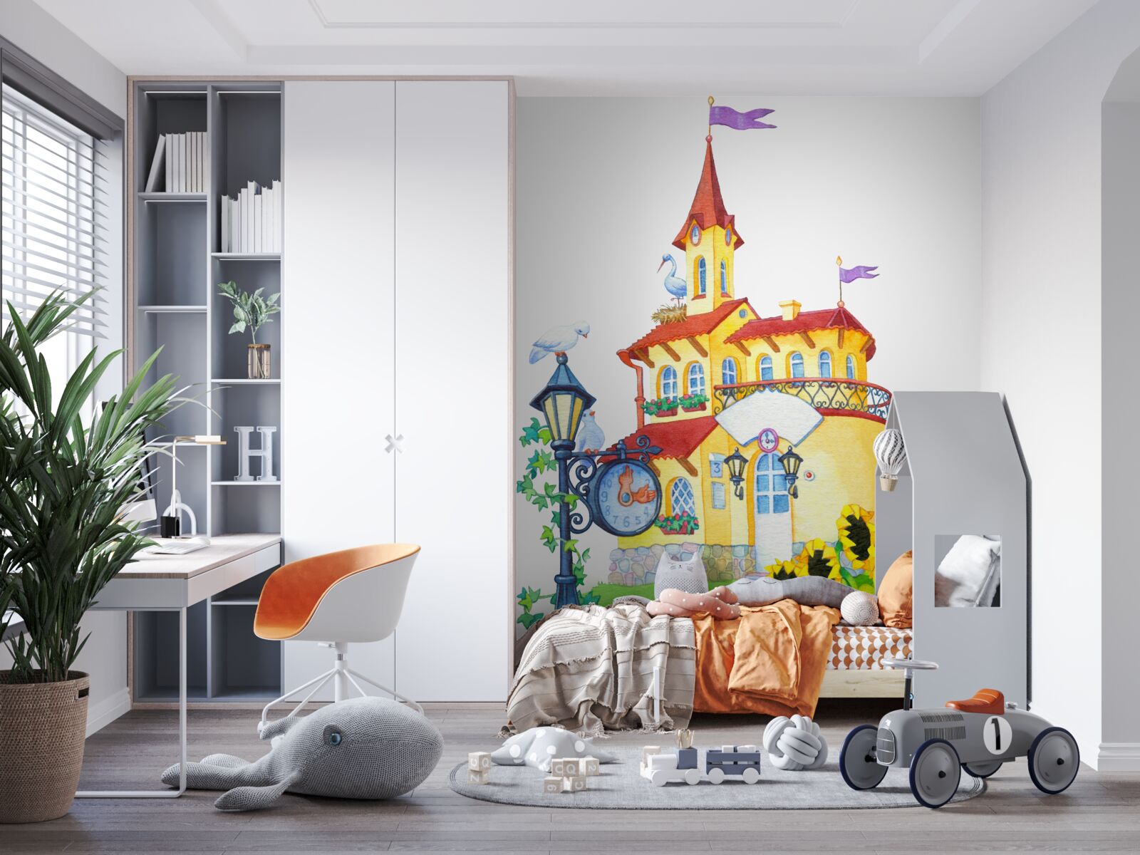 Papier peint le château représenté dans le tableau