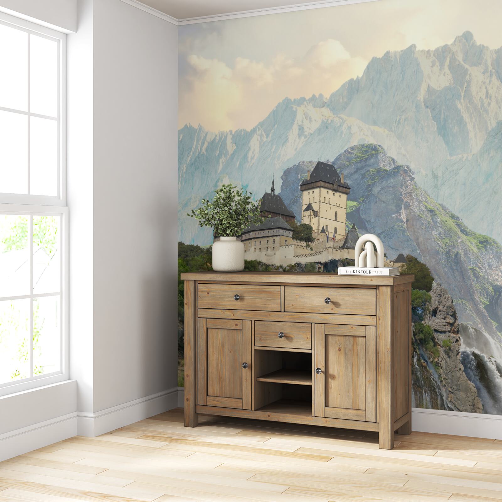 Papier peint karlštejn est un château situé dans les montagnes.