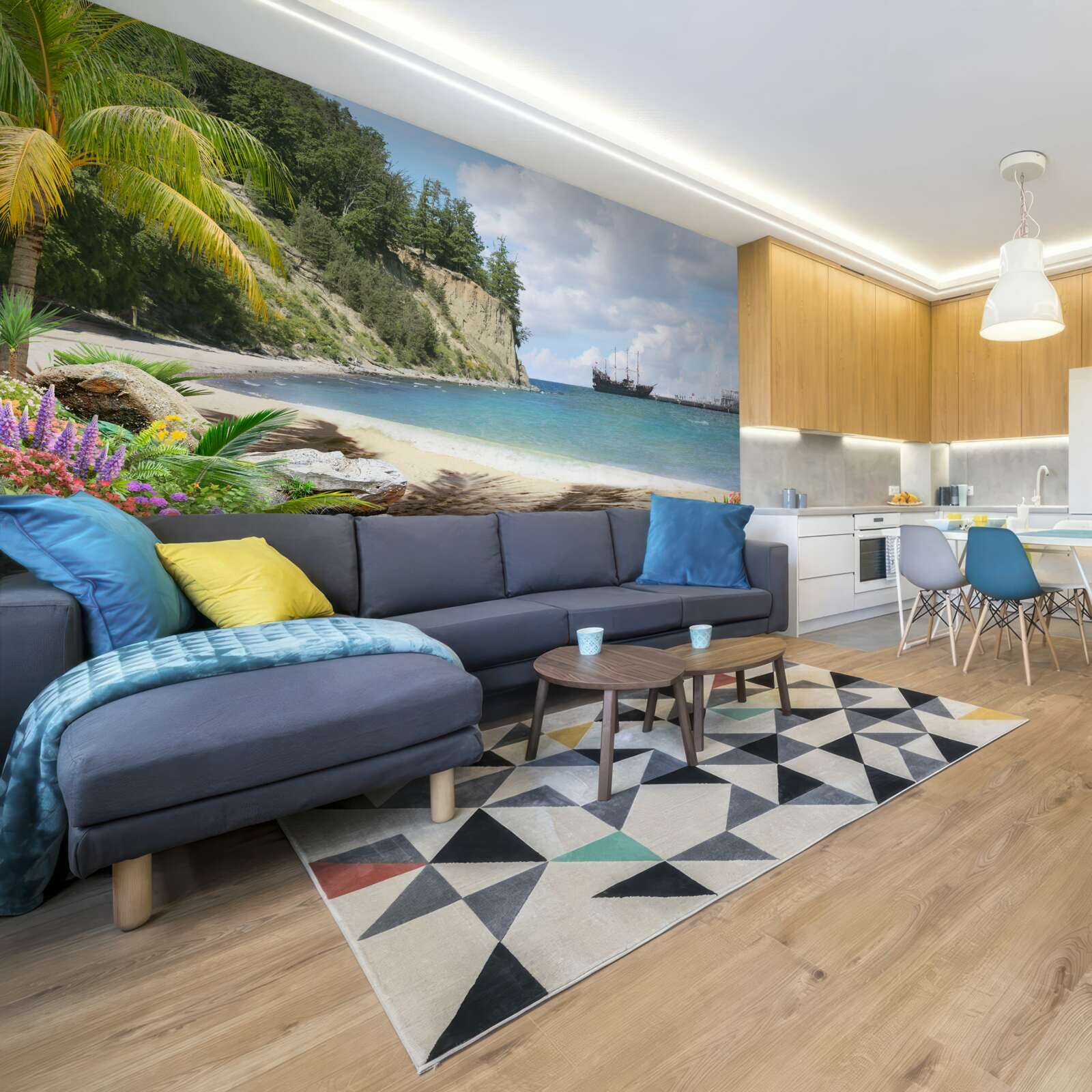 Papier peint port avec navires