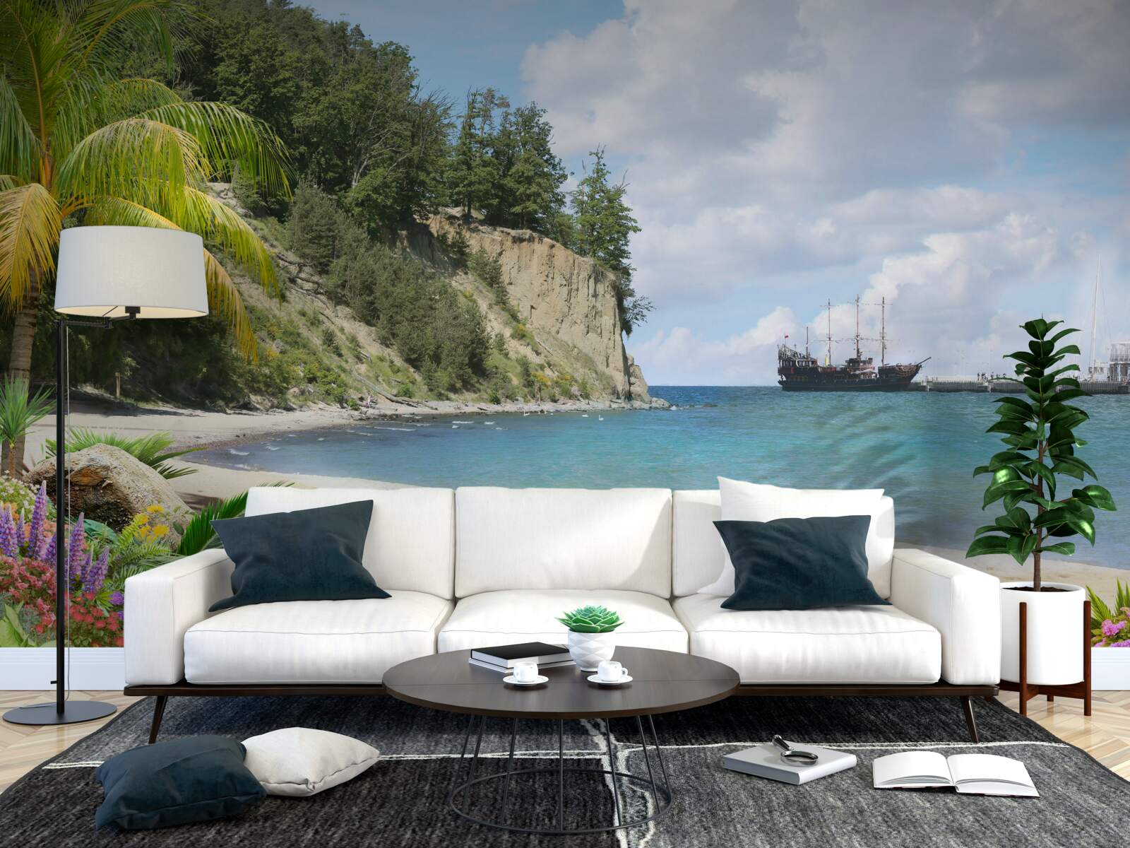 Papier peint port avec navires