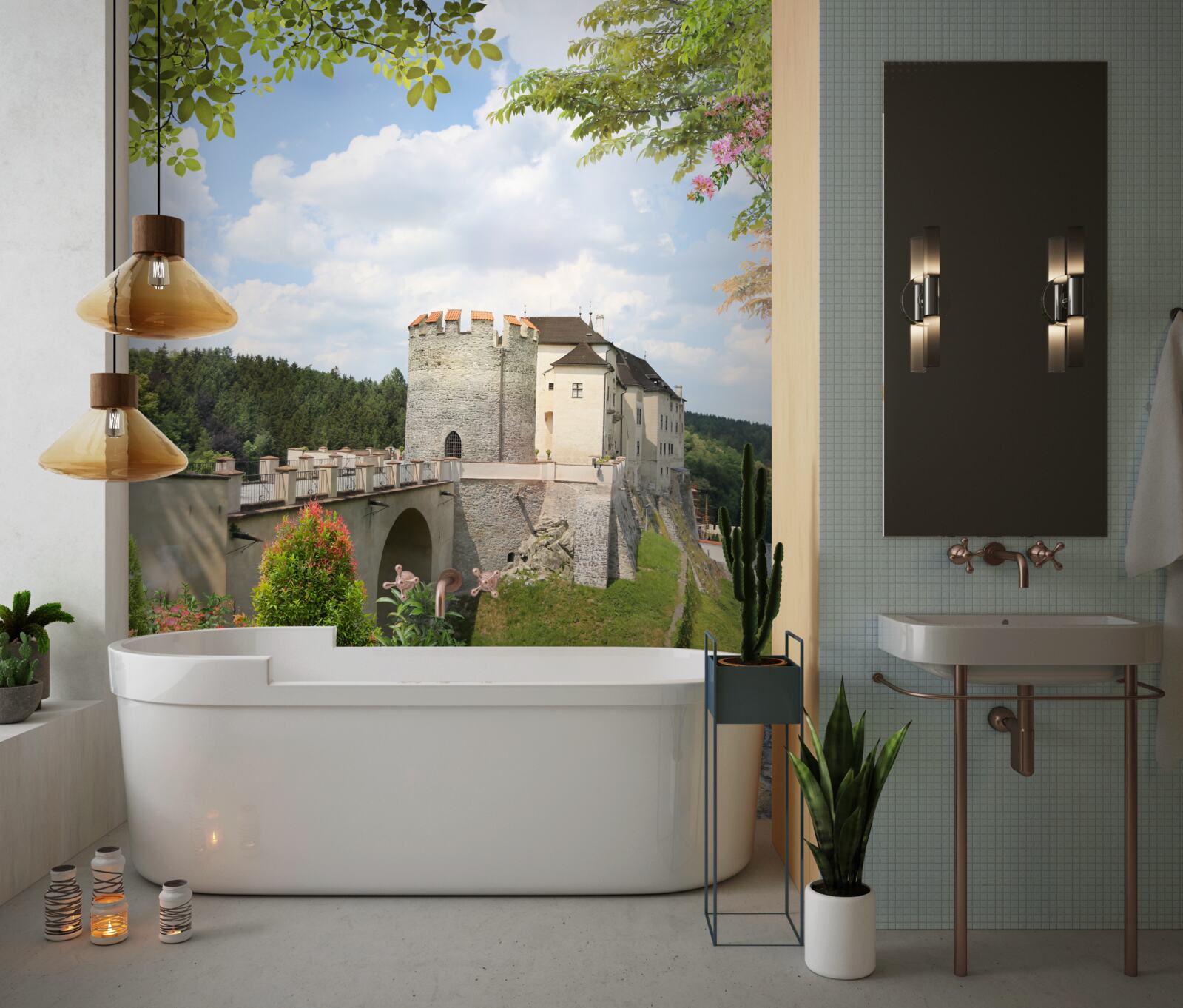 Papier peint château de sternberk en république tchèque