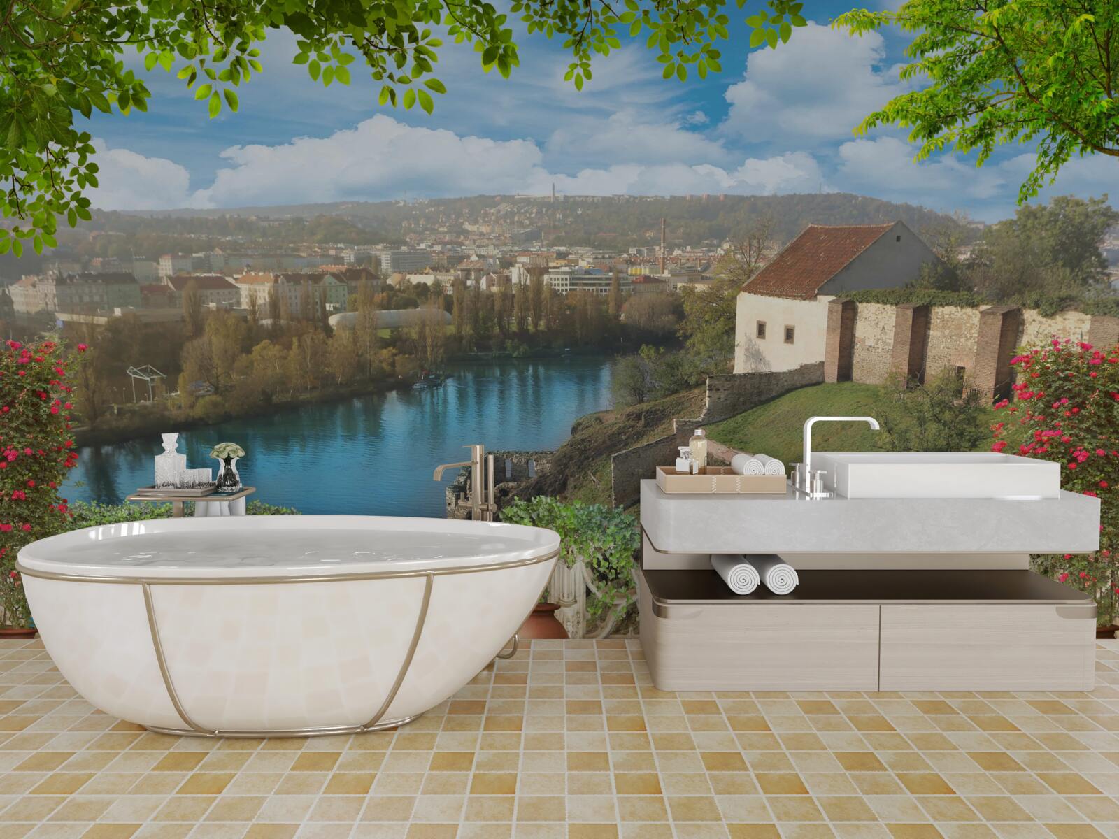 Papier peint village de montagne