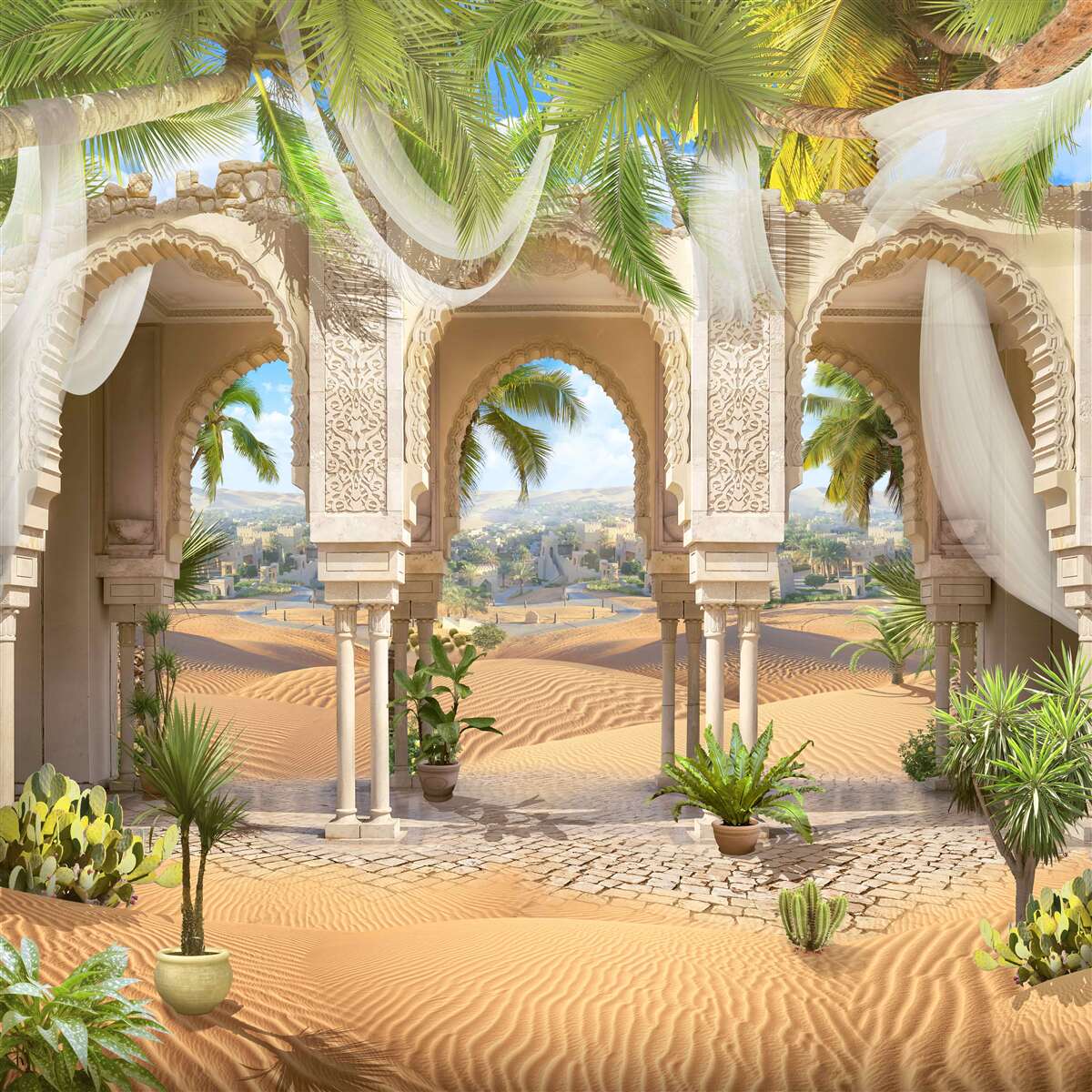 Papier peint panorama du désert depuis le palais