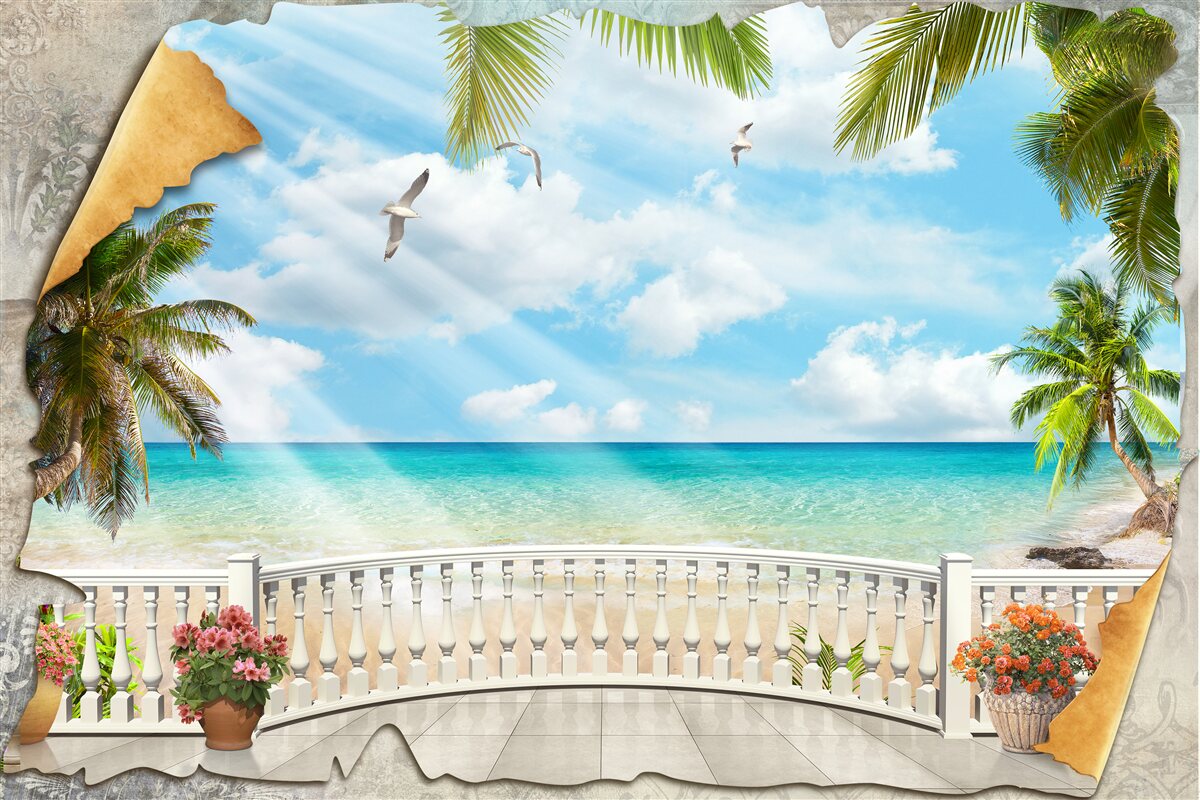 Papier peint vue pittoresque sur la mer en été