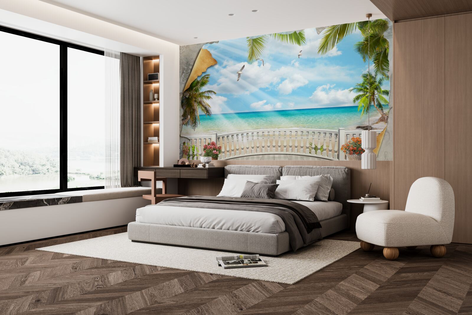 Papier peint vue pittoresque sur la mer en été