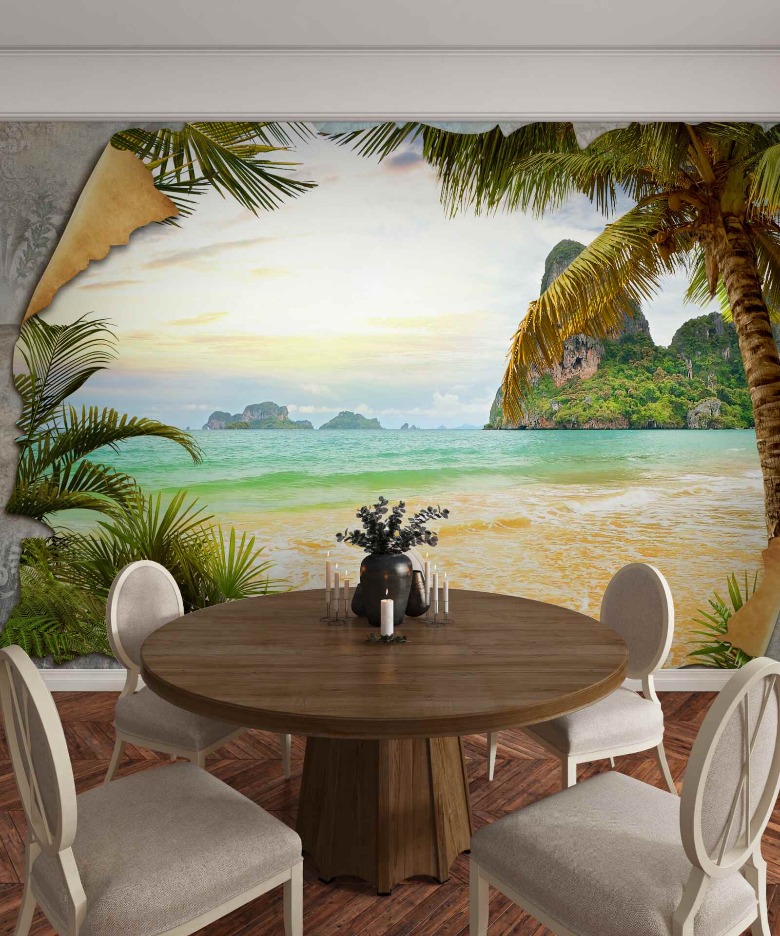 Papier peint océan et falaises