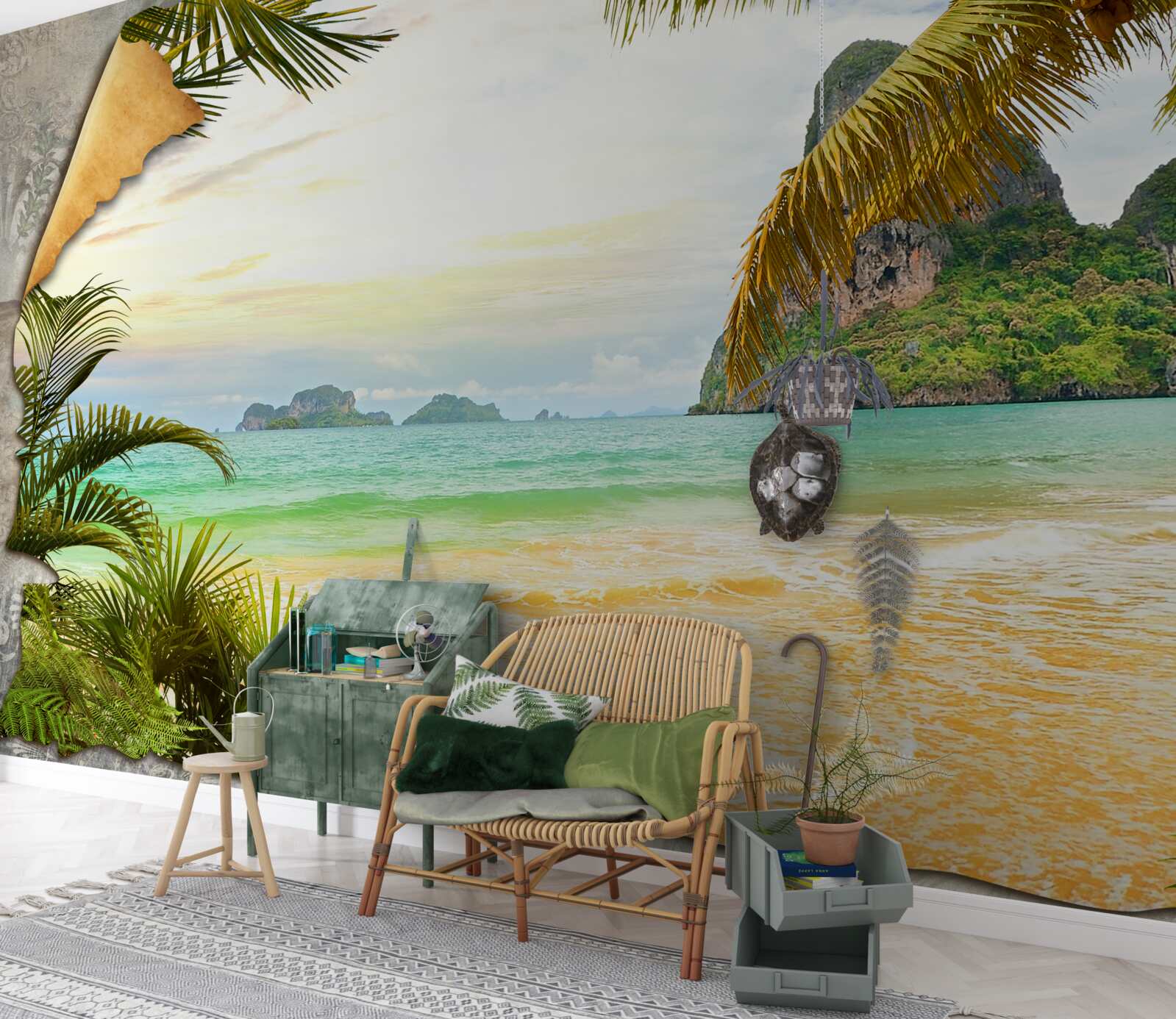 Papier peint océan et falaises